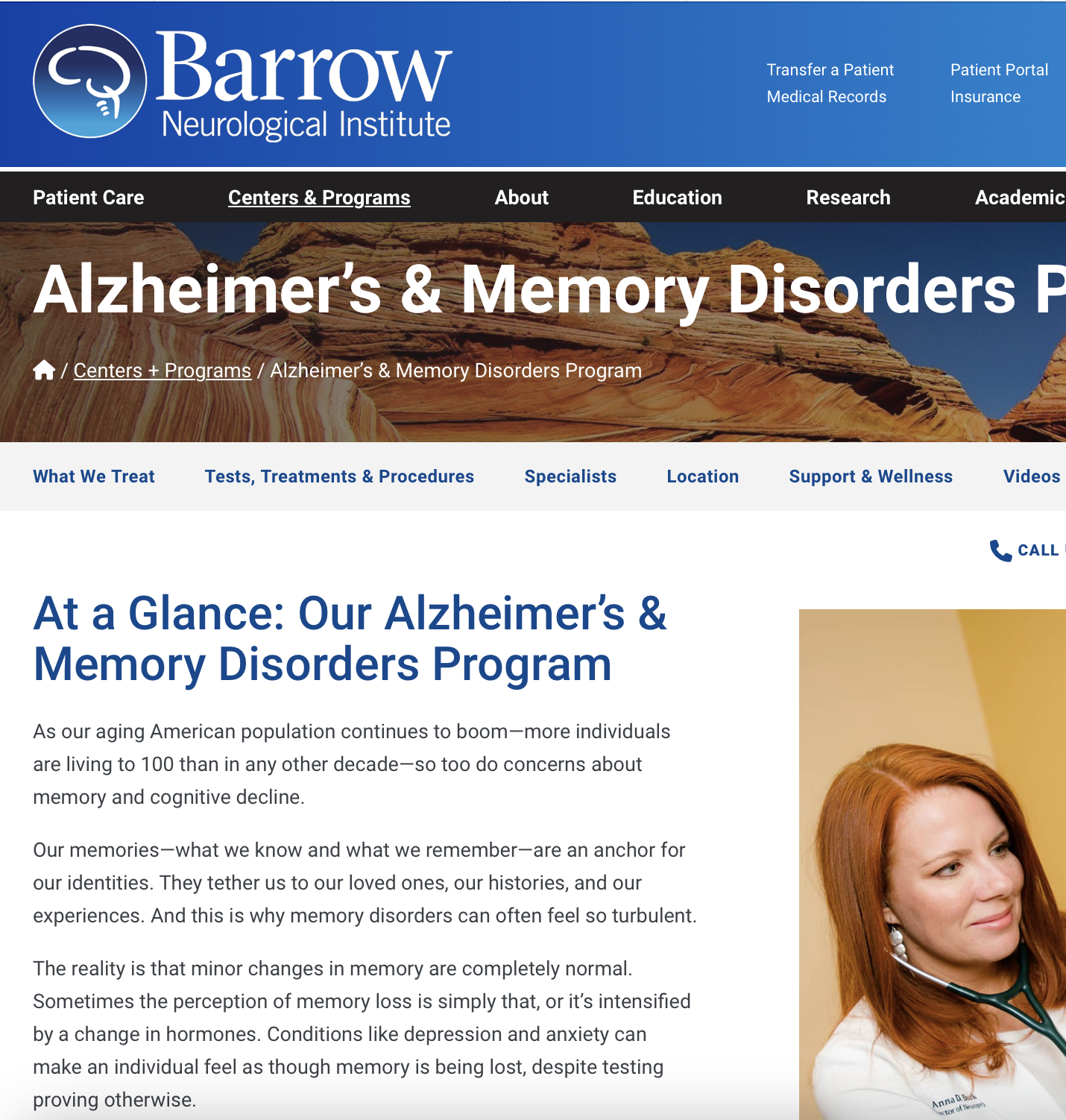 Barrow Alzheimer's and Memory Disorder Program Copy