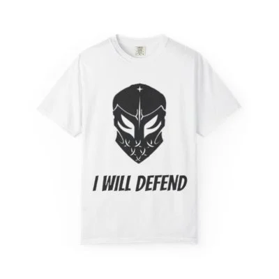 I Will Defend T-Shirt — Siege Knight Helmet Tee ("Counter the Siege!")