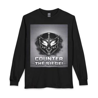 Long Sleeve Shirt — "Counter the Siege!" Tactical Shield Design, Back: "This is my House — I Will Defend / Fight / Repel / Win"
