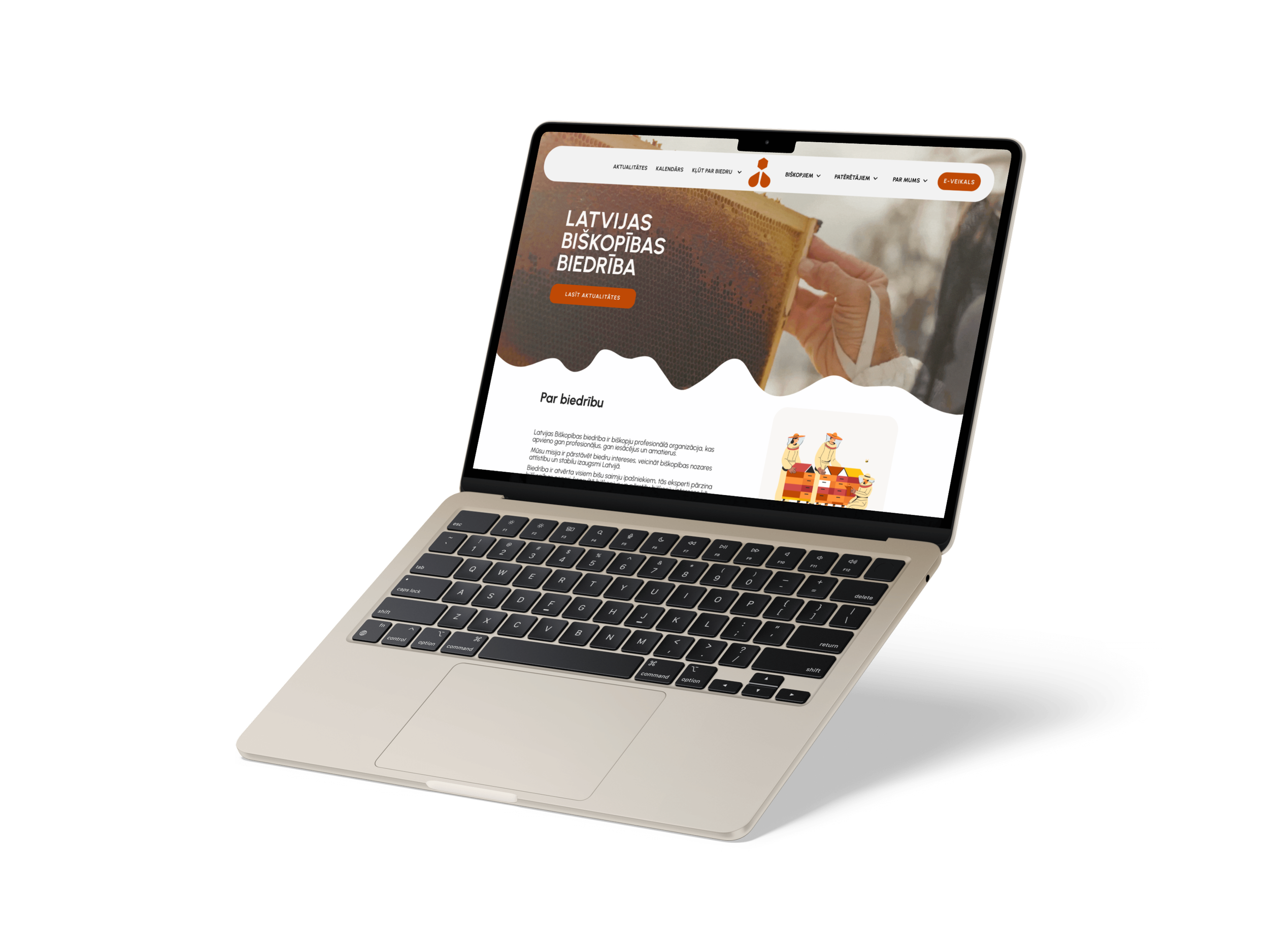 mockup of a website on macbook screen
