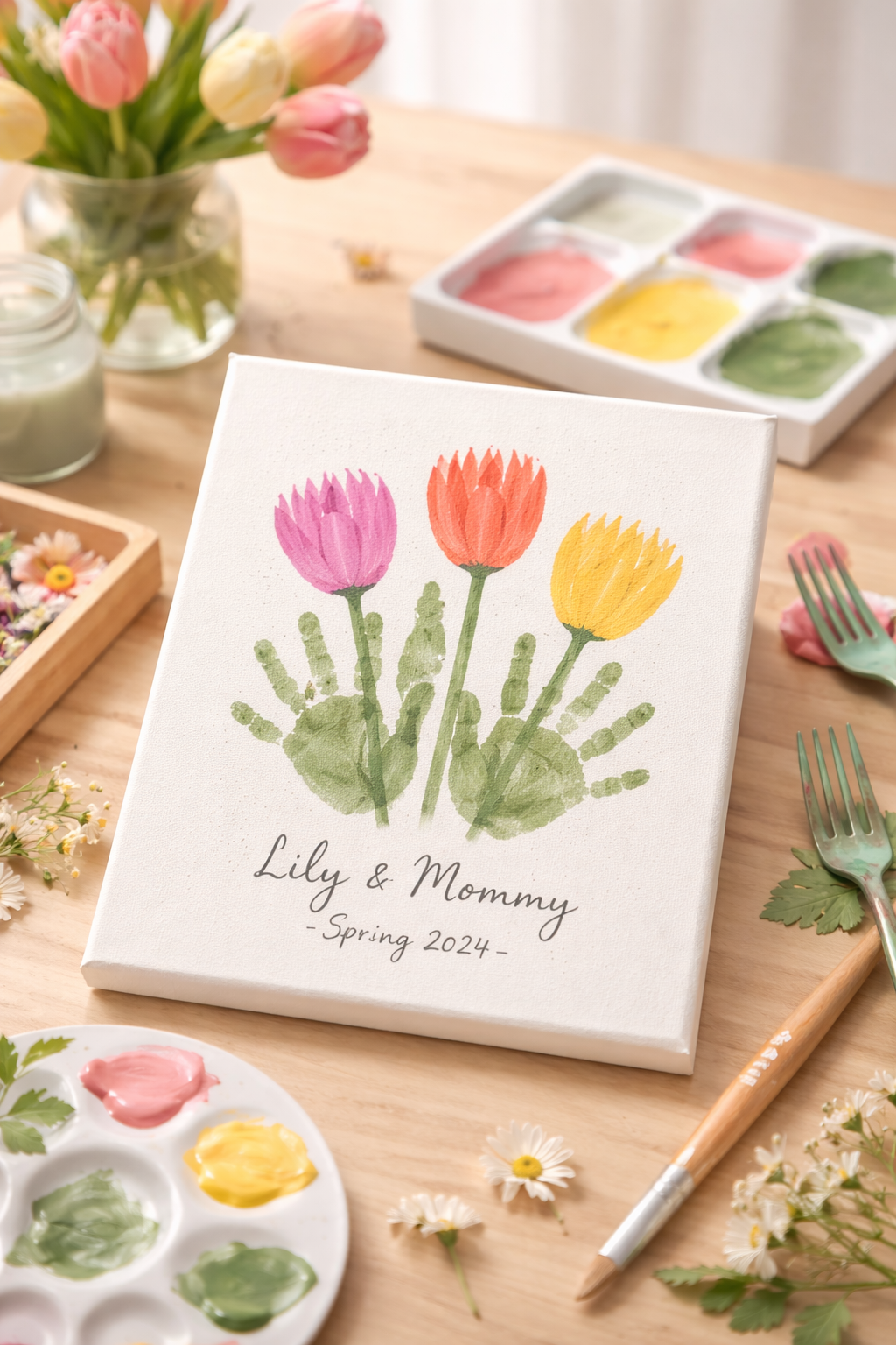 Little Maker & Me- Spring Tulips on Canvas