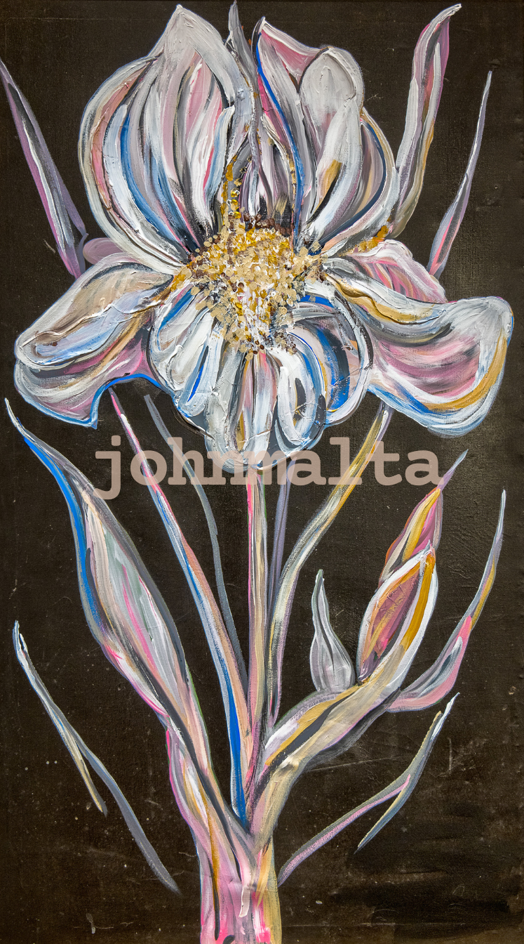 iris #2: 28x49 acrylic on canvas in gold frame