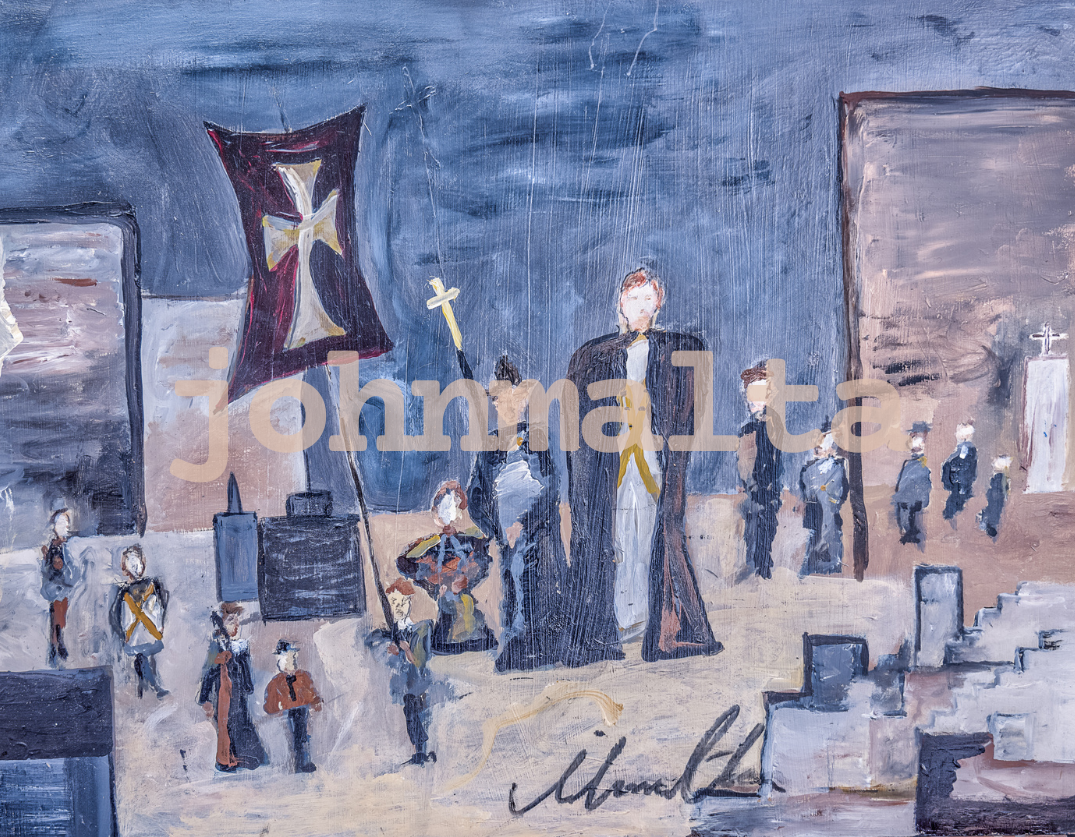 march of saint john: 23x17 acrylic on wood unframed