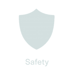 A shield graphic with the word 'Safety' underneath.