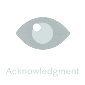 An eye icon with the word "Acknowledgment" below it.