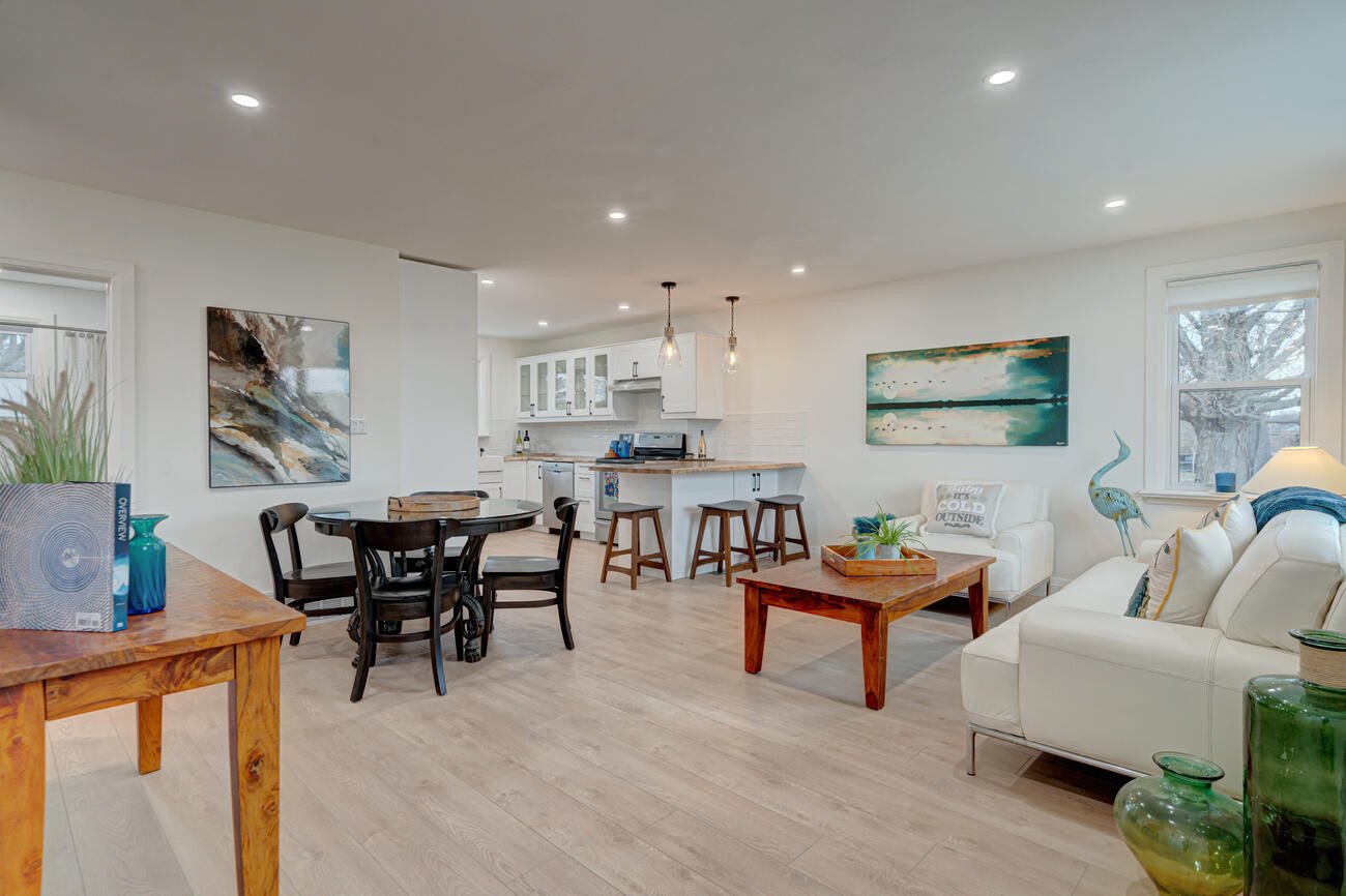 Fully renovated living room in Komoka by Burcon Construction, showcasing modern design and meticulous craftsmanship.