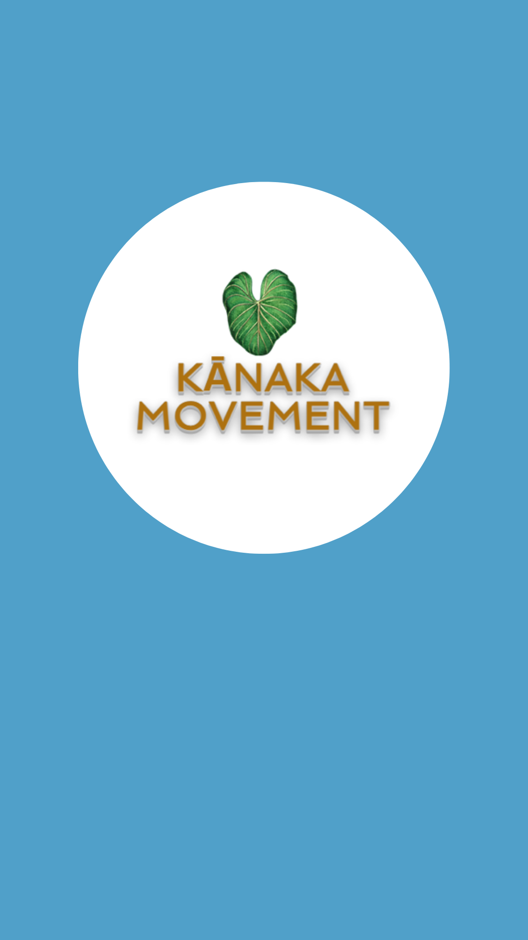 Logo for the Kanaka Movement featuring a green heart-shaped leaf and the text 'KĀNAKA MOVEMENT' in brown and white.