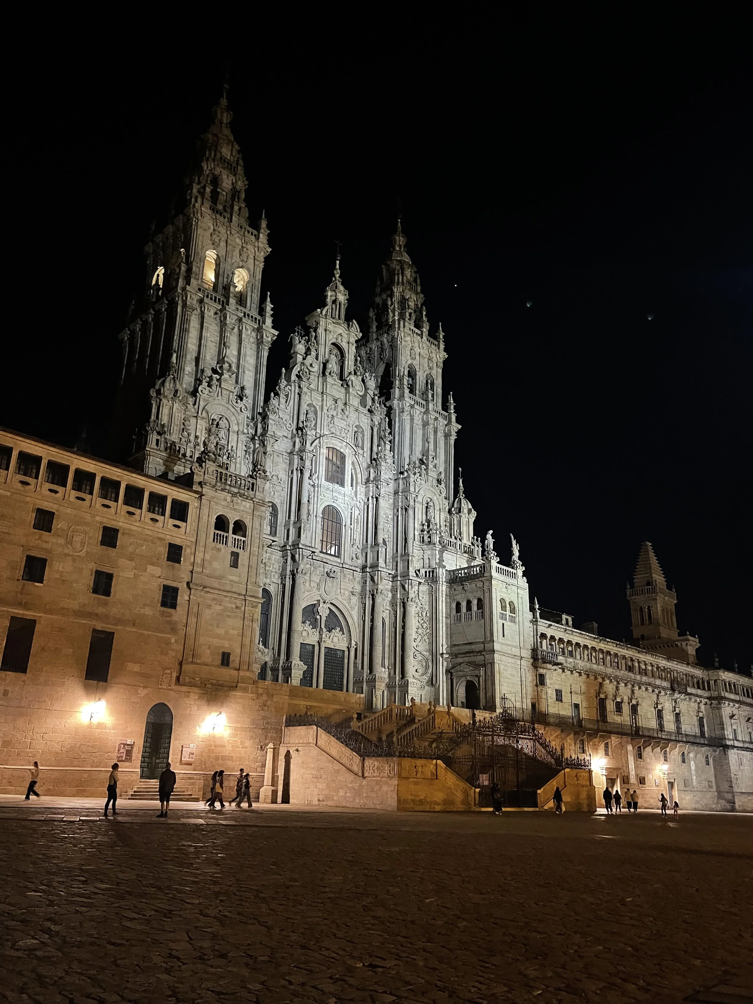 Santiago de Compostela Cathedral illuminated at night