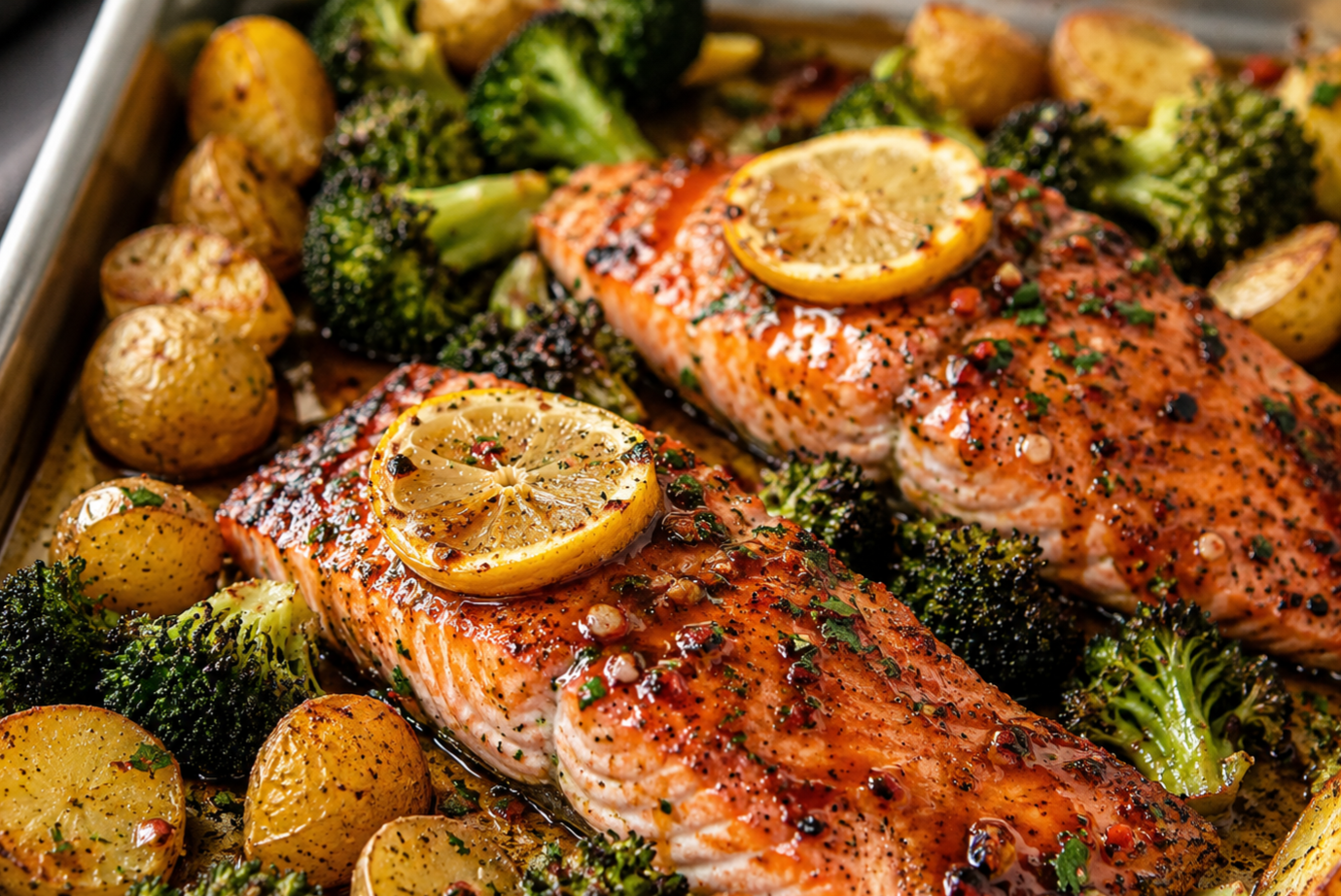 Hot Honey Salmon Sheet Pan Dinner
