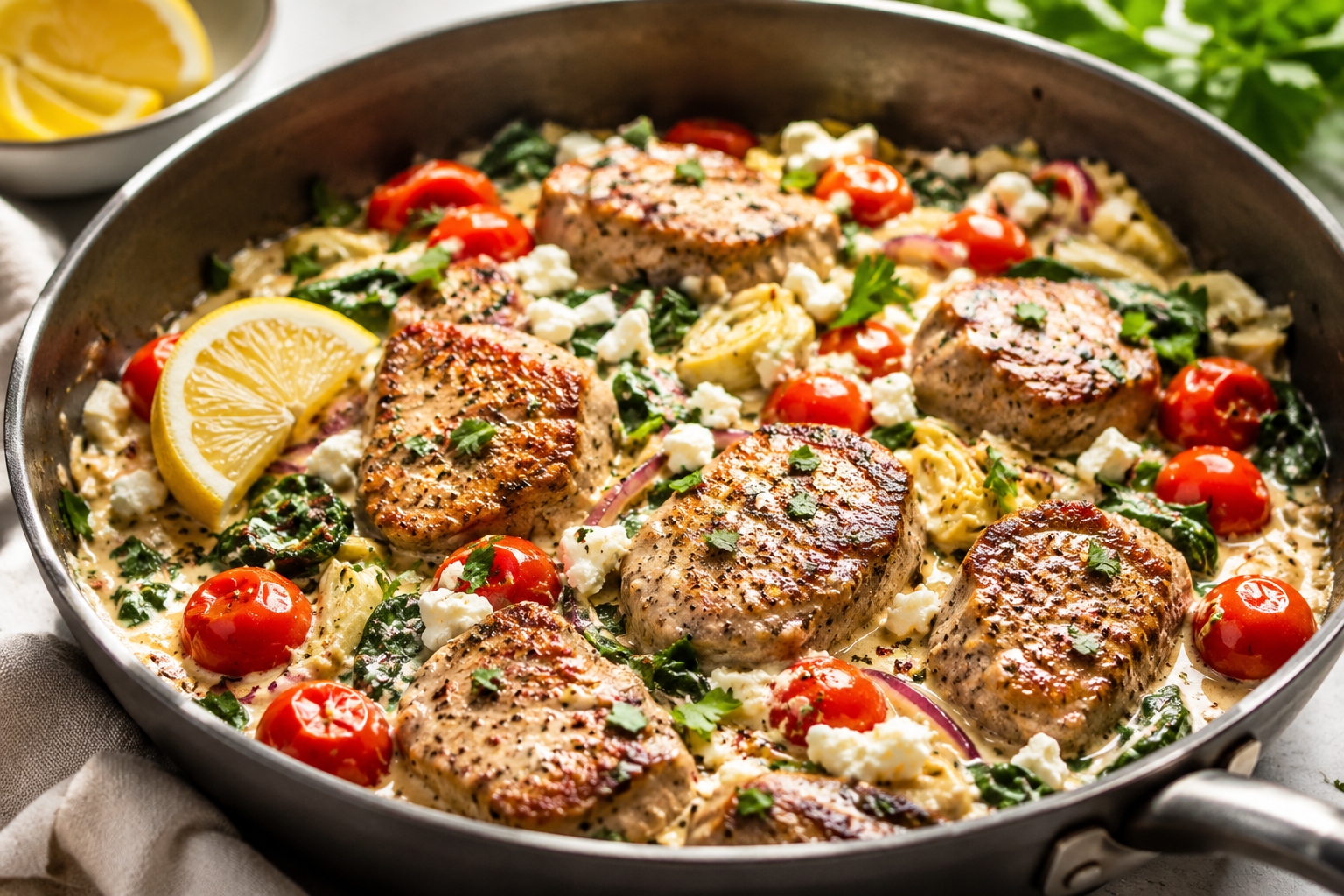 🌱 One-Skillet Mediterranean Pork Tenderloin
