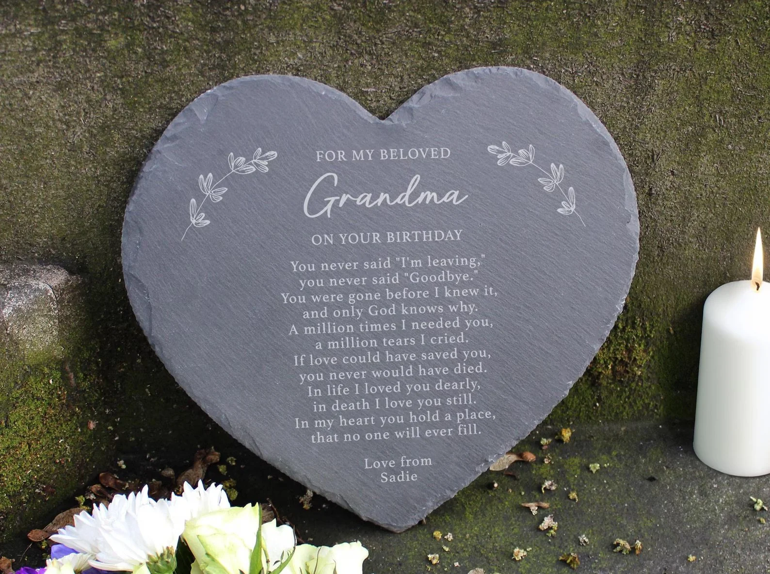 Personalised Heart Memorial Slate