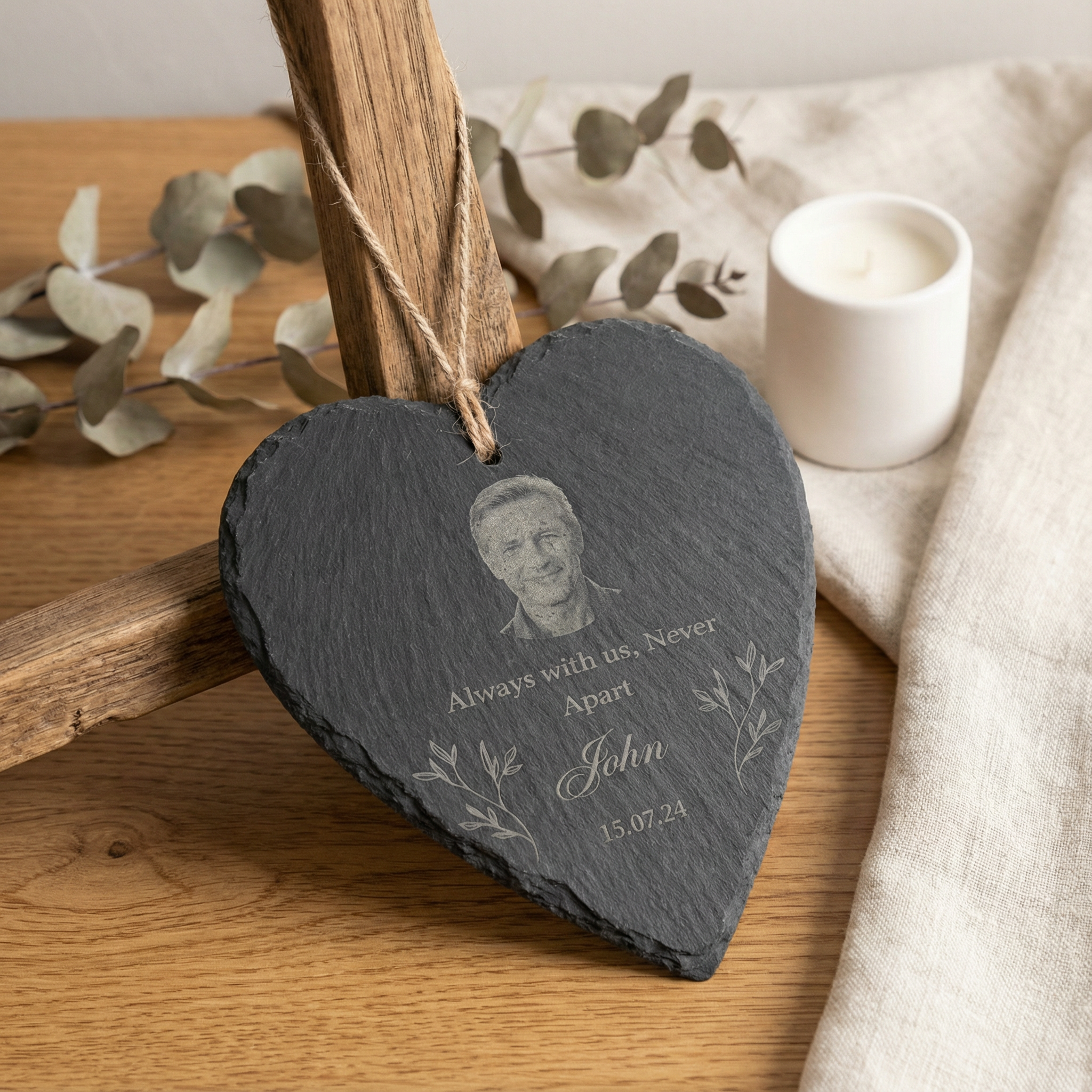 Always With Us Memorial Heart Slate