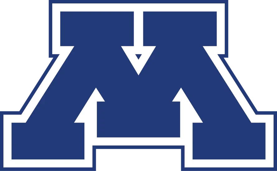 University of Michigan block M logo with arrows pointing inward.