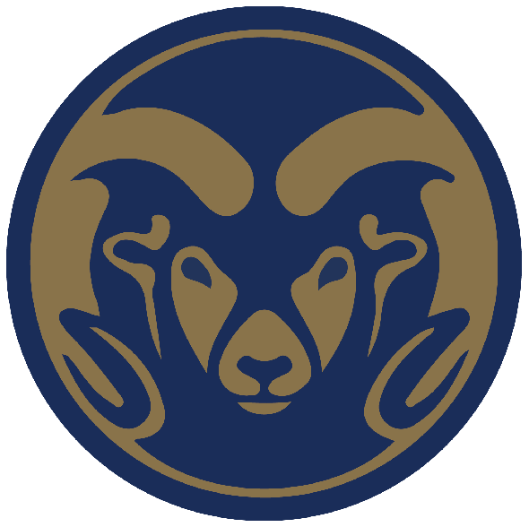 A circular logo with a stylized depiction of a dog’s face in blue and tan colors.