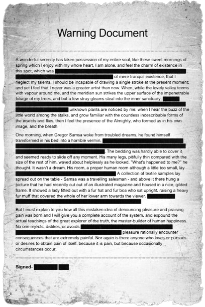 Um documento interativo perdido e bastante censurado que fica na minha homepage e é interativo.