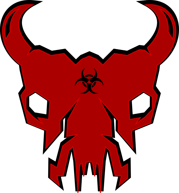 A segunda versão da caveira. Esta versão é vermelha escura, tem bordas pretas e o meu símbolo autoral na testa.

Esta imagem fazia parte de analog horror cancelado.