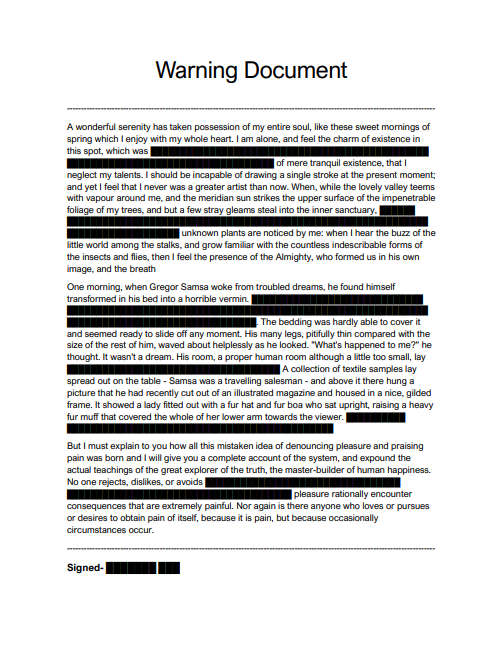 O documento da homepage sem edições nenhumas. Ao contrário da versão final que está parcialmente destruída, esta versão é só um documento censurado.