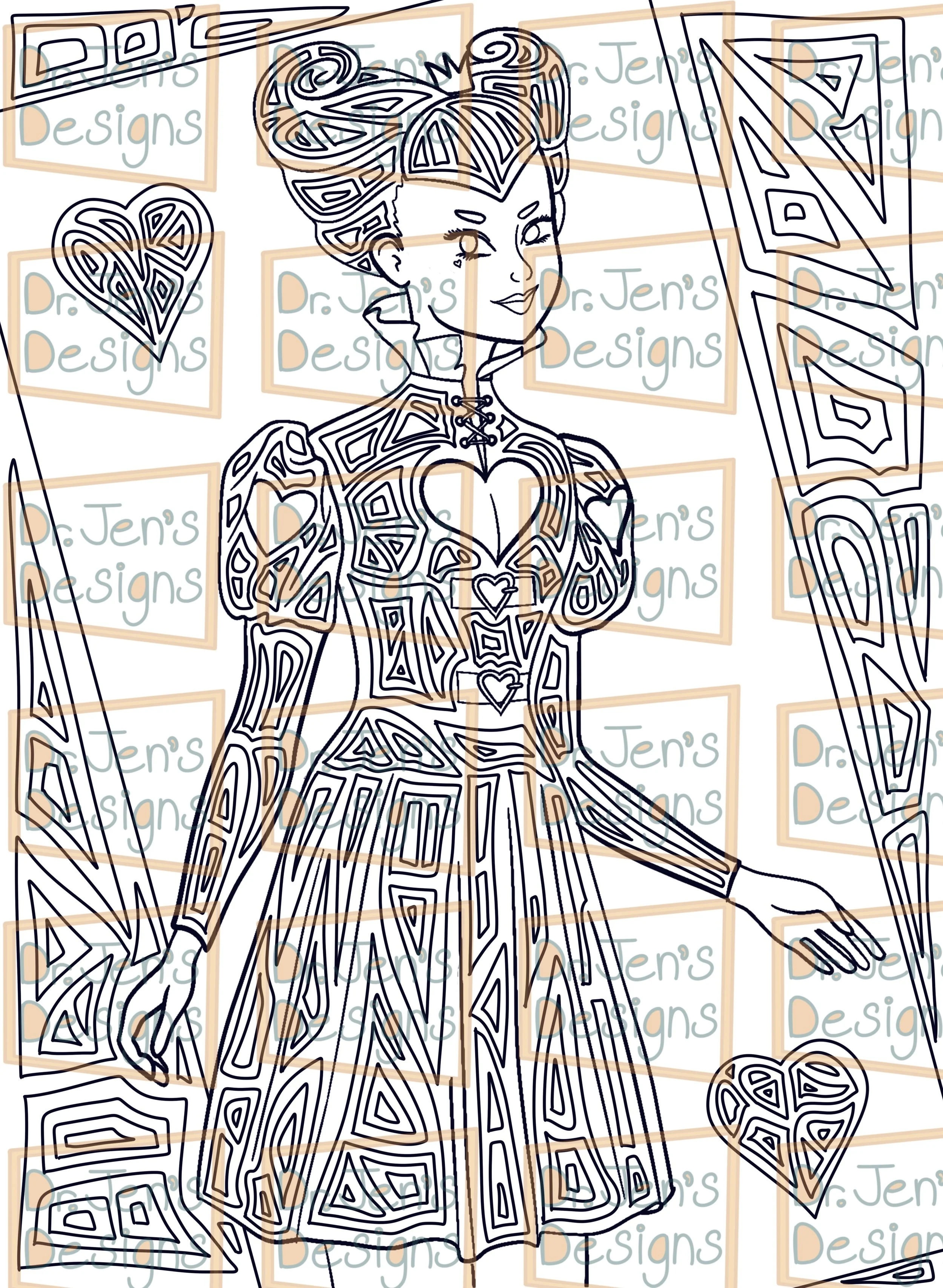 Queen of Hearts Coloring Page