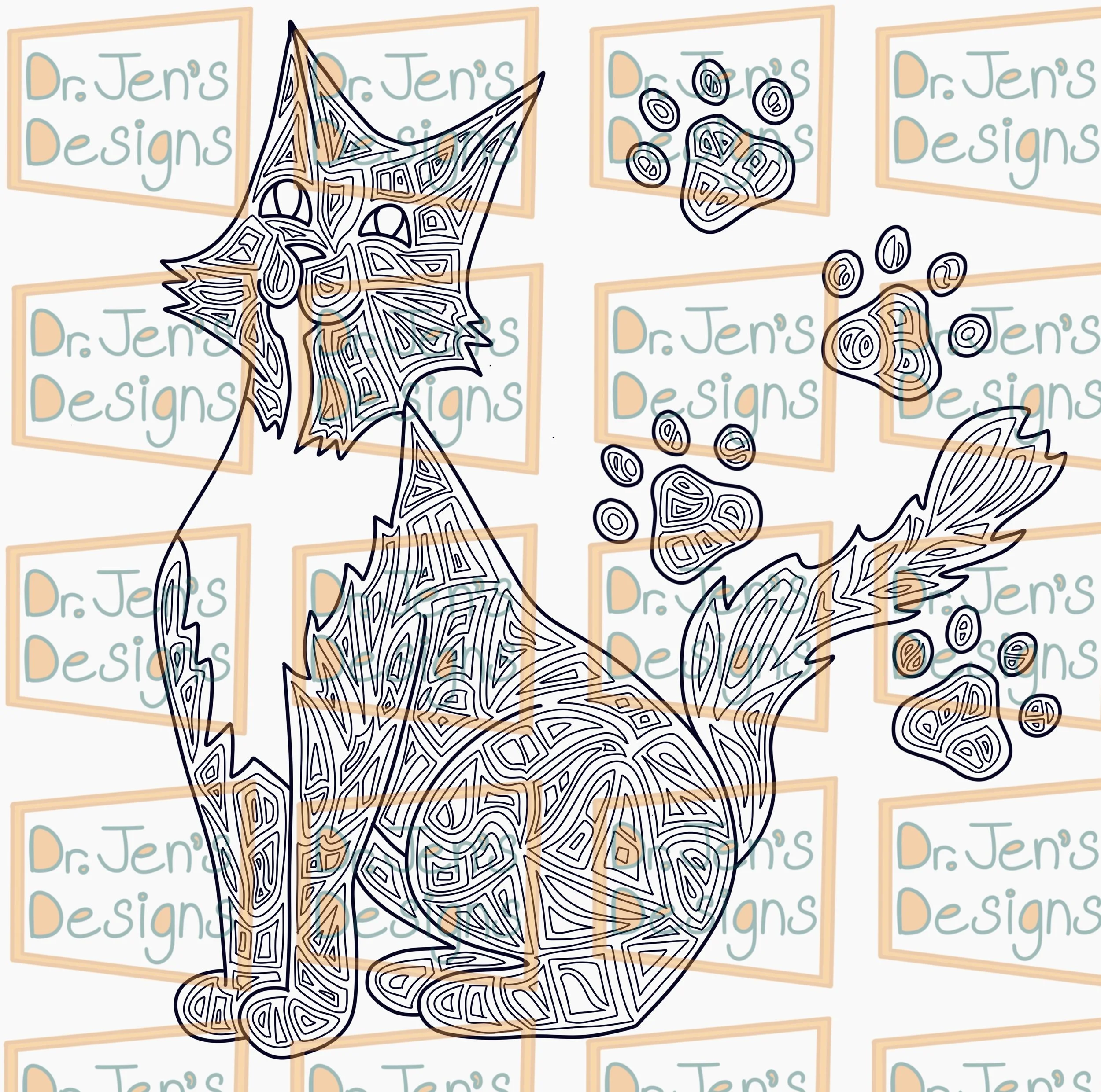Tuxedo Cat Coloring Page