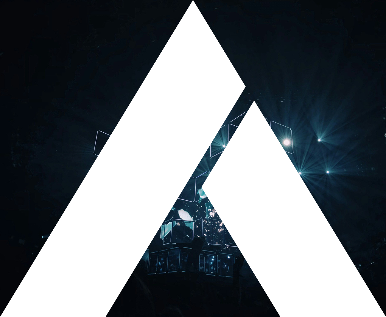 Abstract digital artwork with glowing lines, geometric shapes, and light effects in a dark scene.