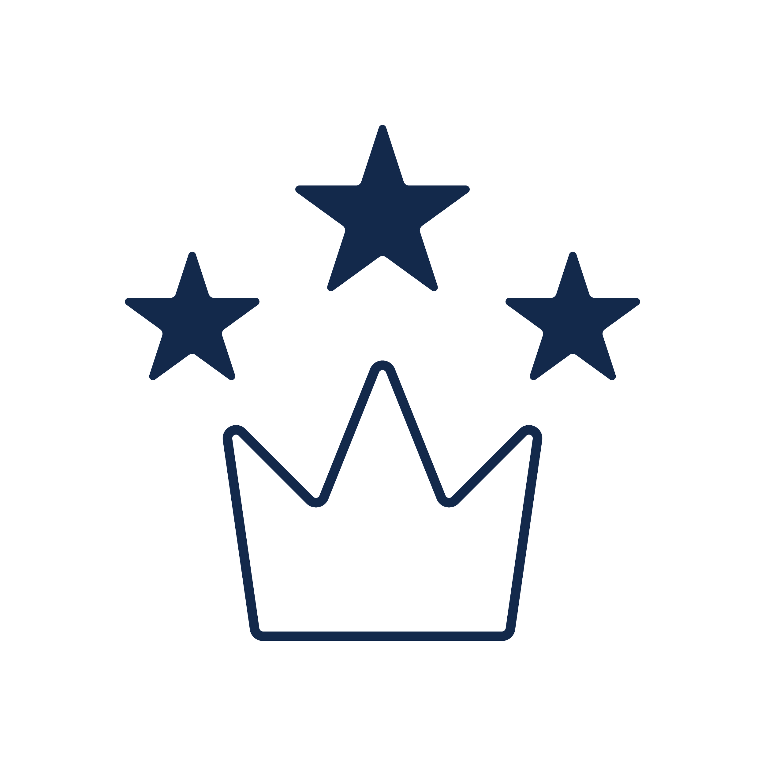 Outline of a crown with three stars above it.