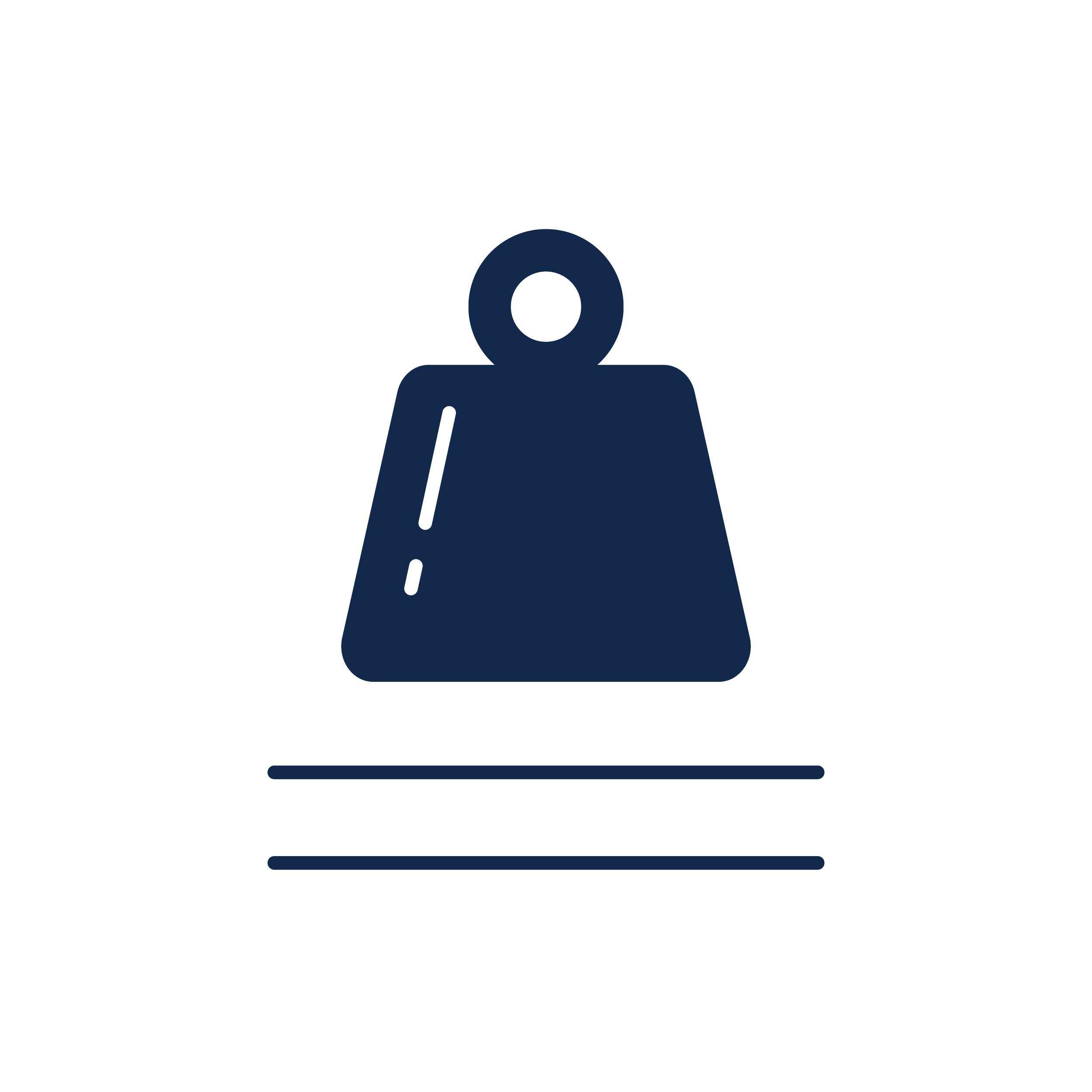 A black icon of a weighted bag with a circle handle on top, above three horizontal lines, on a white background.