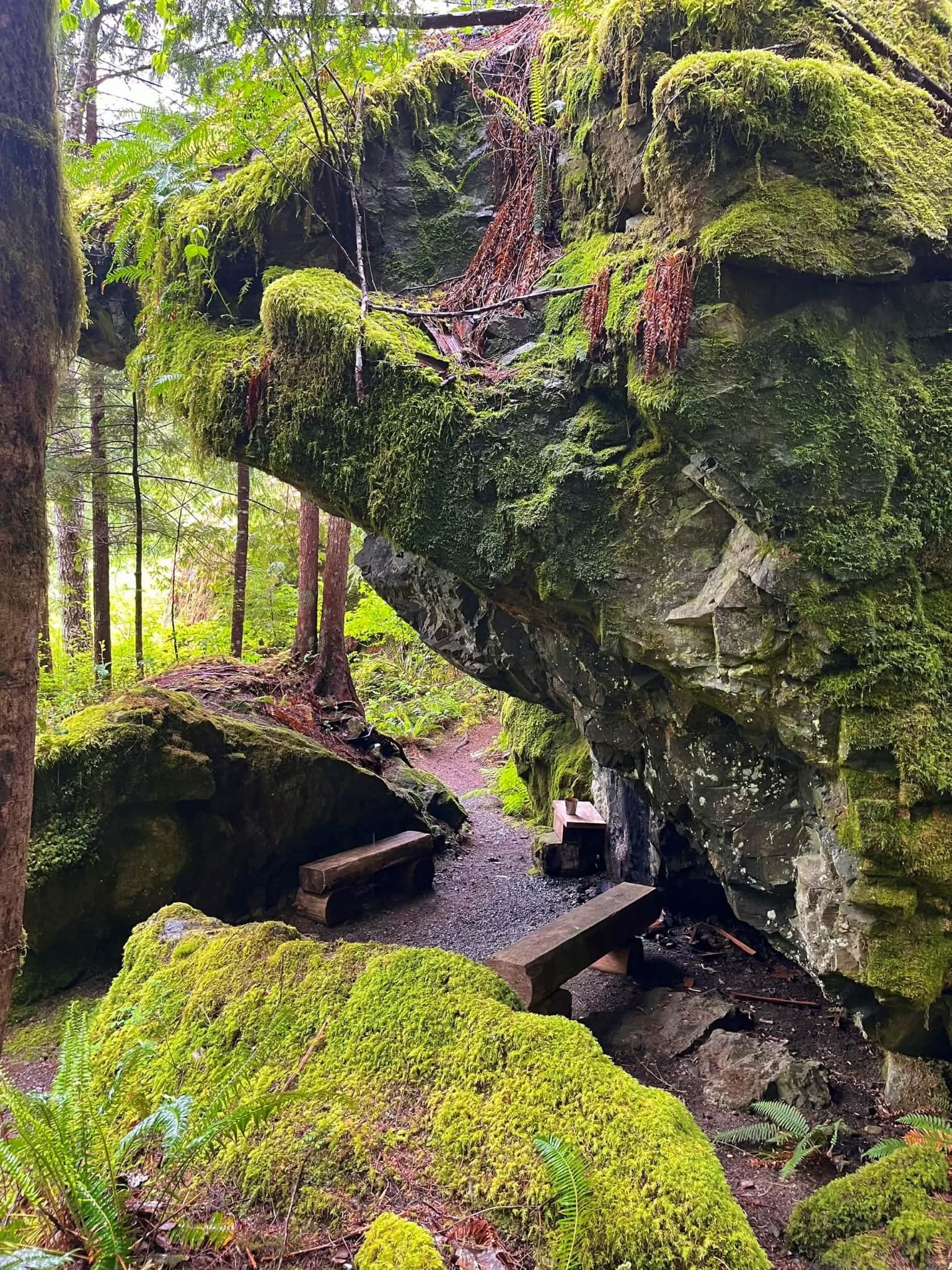 Ancient land slide created shelter for locals. 