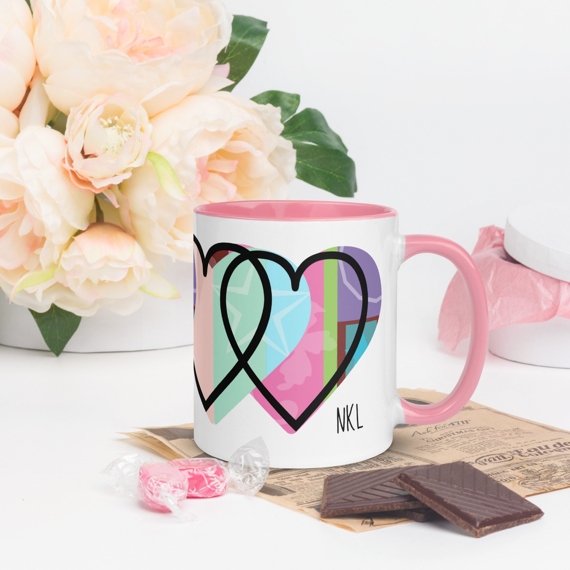 Hearts Mug with Color Inside