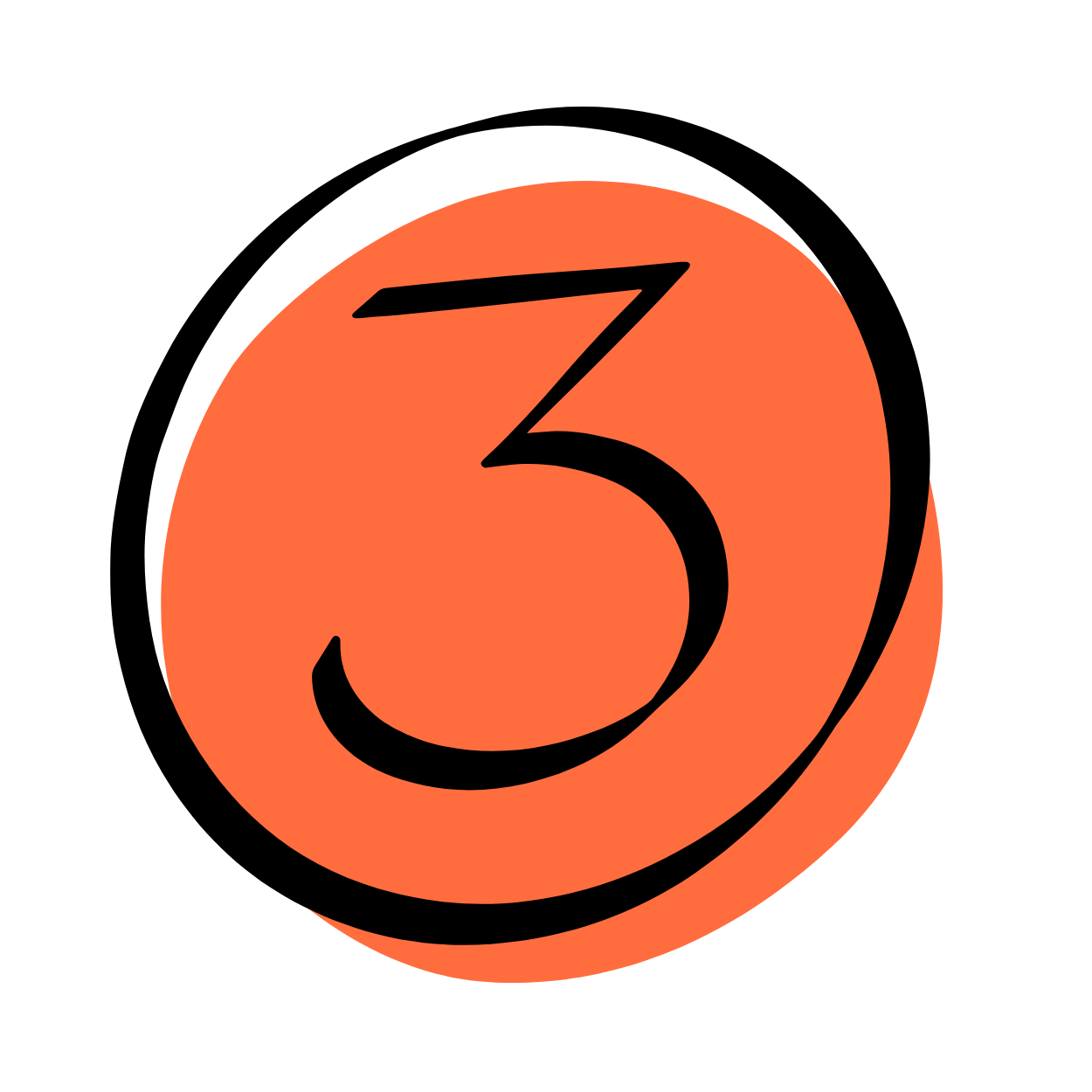 A bright orange billiard ball with the number 3 on it, against a black background.