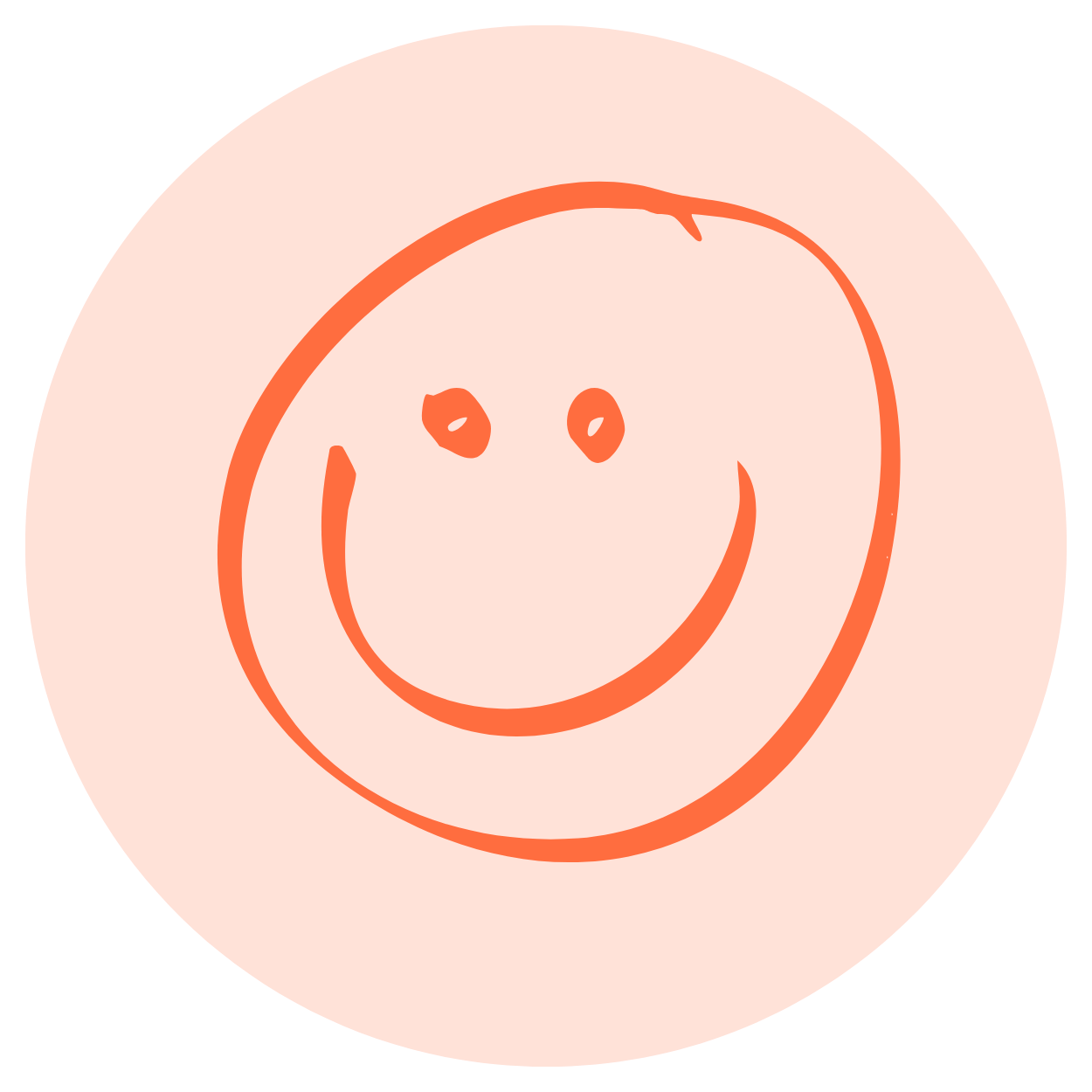 A large orange circle with a gradient shading.