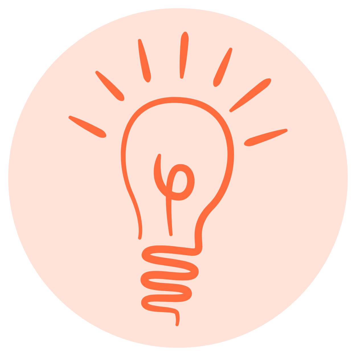 A large circle with gradient shades of orange, transitioning from darker orange at the edges to lighter orange towards the center.
