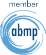 ABMP member logo with blue design and circular elements