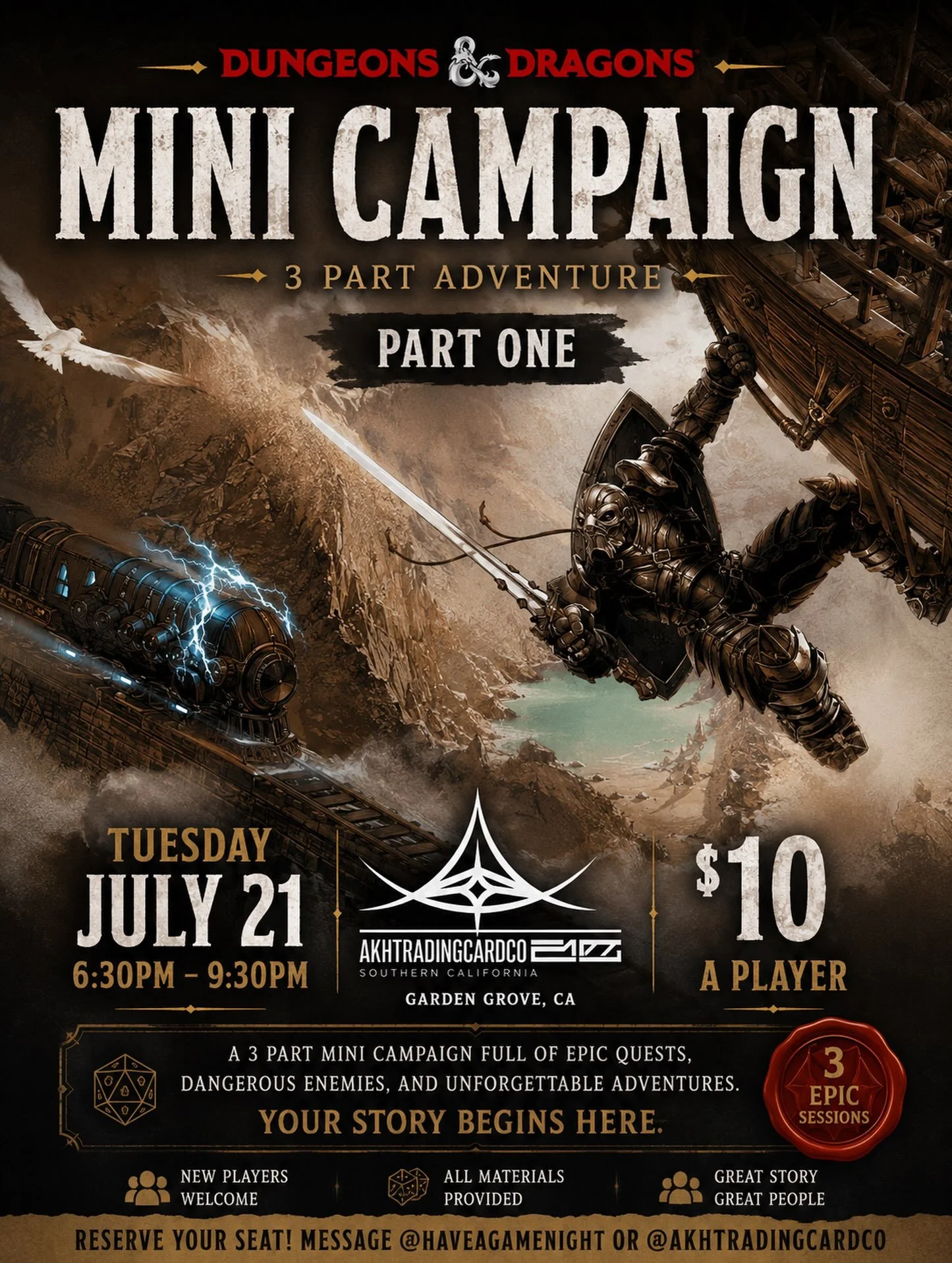 Tomorrow! 

Who&rsquo;s signing up???
#dnd #eberron # minicampaign
@akhtradingcardco