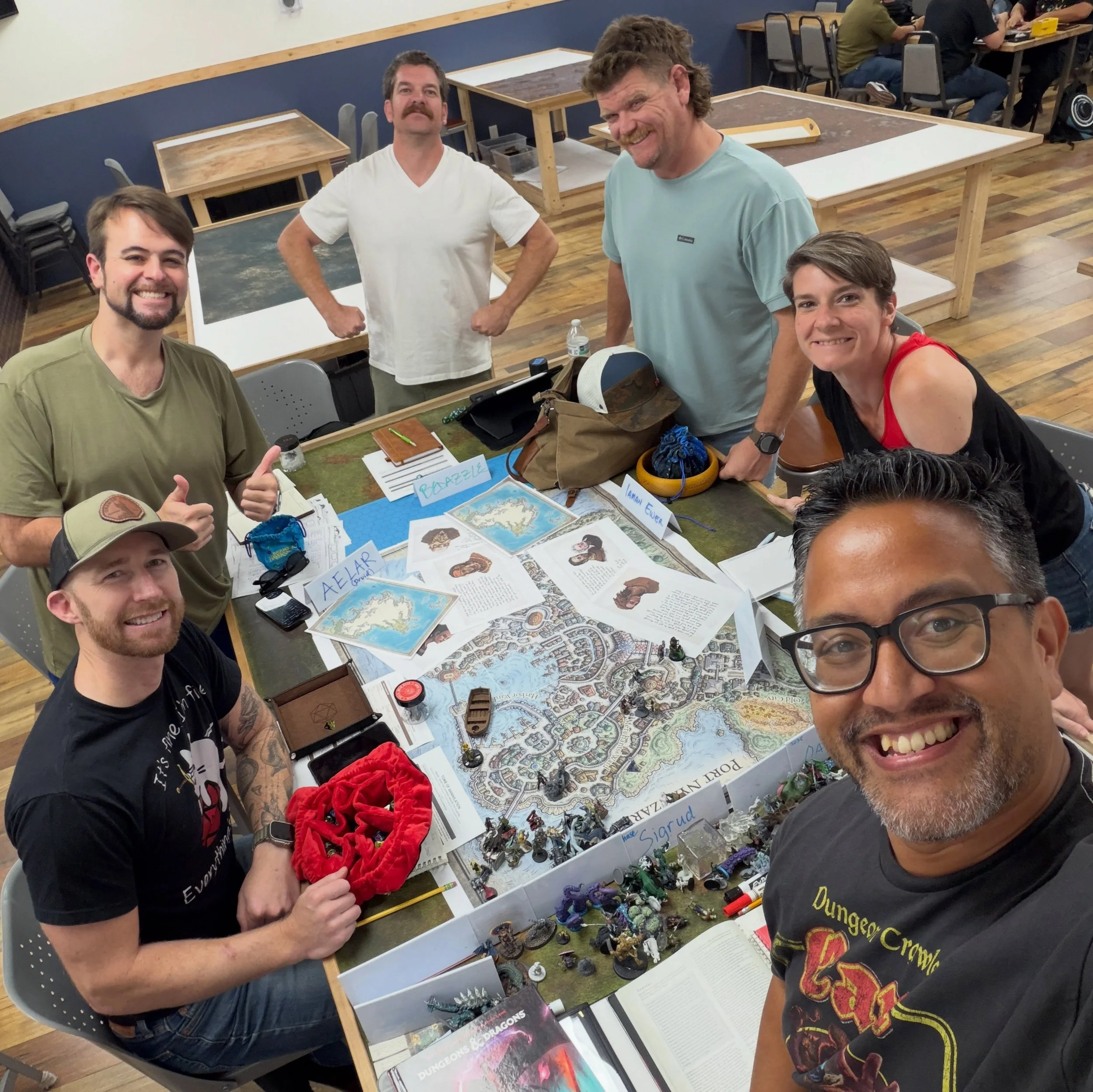 The crew made it to Port Nyanzaru&hellip;in a pirate ship they stole&hellip;.where they don&rsquo;t like pirates. 

After some jail time, a raptor pit escape, saving a celebrity author Volo, getting info about their tasks from Zendaya, helping a book