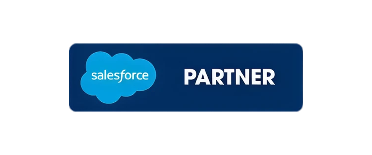 Salesforce partner badge with blue cloud logo and white text