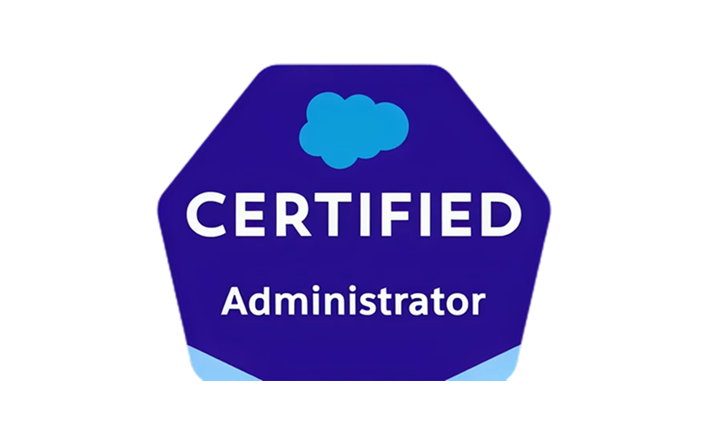 Badge with a blue cloud icon at the top, stating "CERTIFIED Administrator" in bold white letters on a dark blue background.