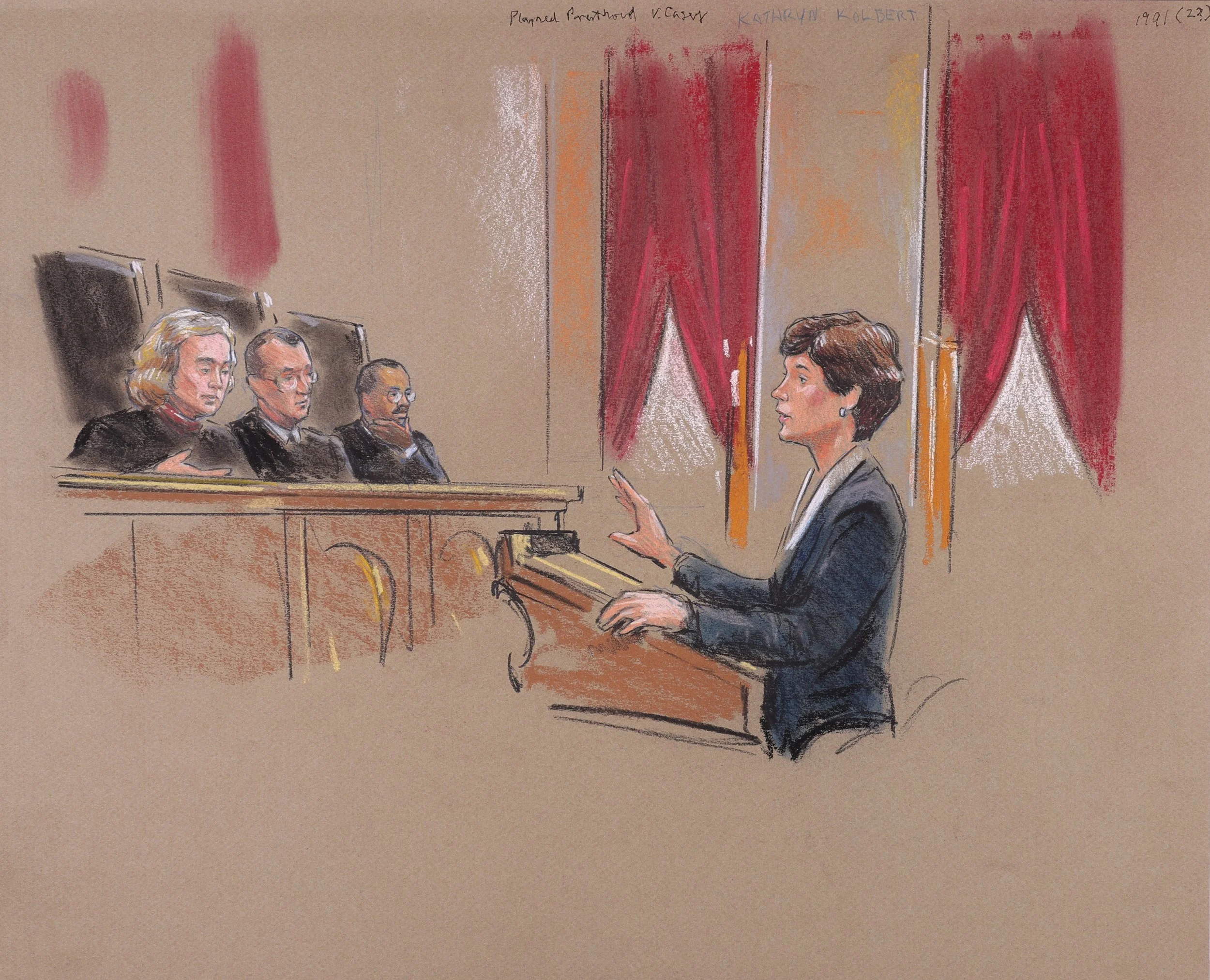 Planned Parenthood of Southeastern Pennsylvania v. Casey (1992). Supreme Court of the United States. Pastel on paper, 20x26. 