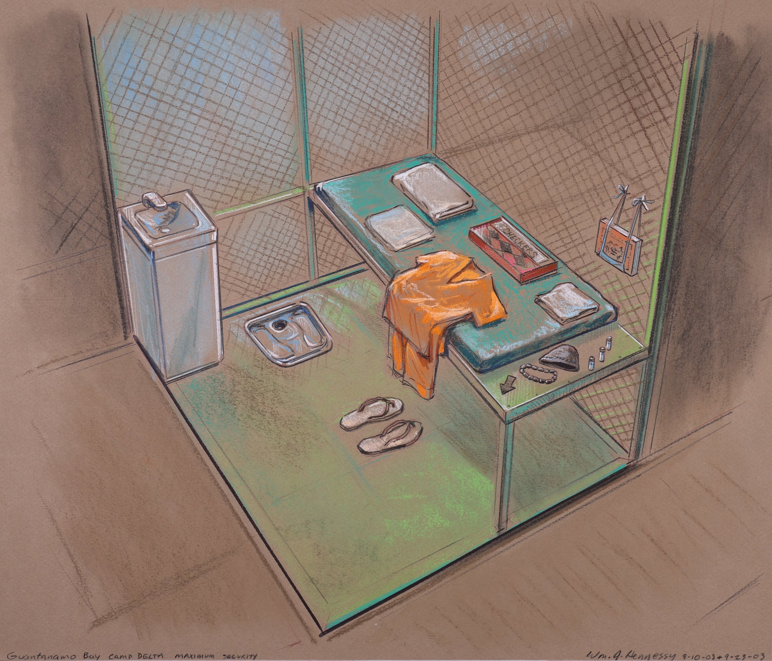 Guantánamo Bay Series (2003). Guantánamo Bay, Cuba. Pastel on paper, 20x26. 