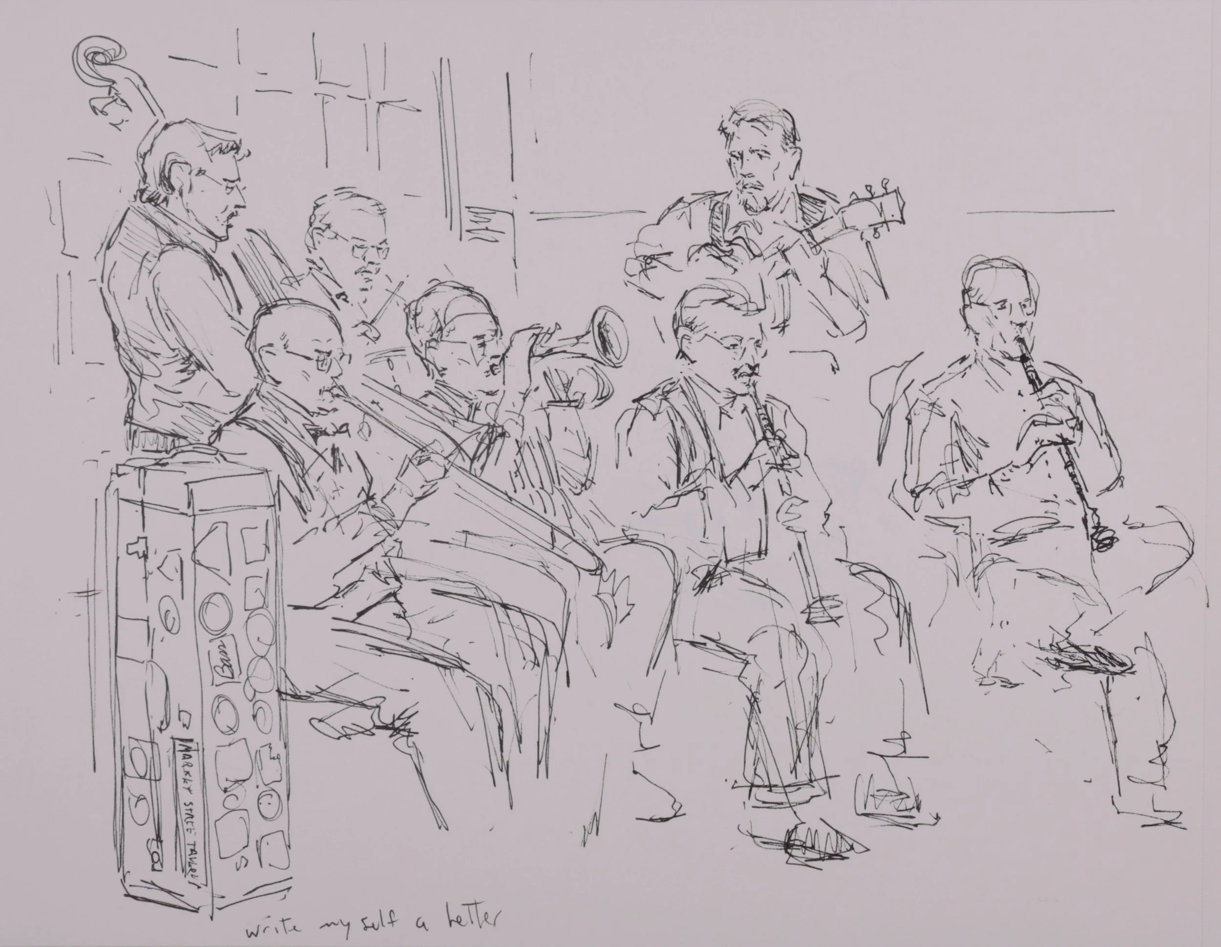 Peacock Cafe Band (2008). Pen on Paper, 9x12.
