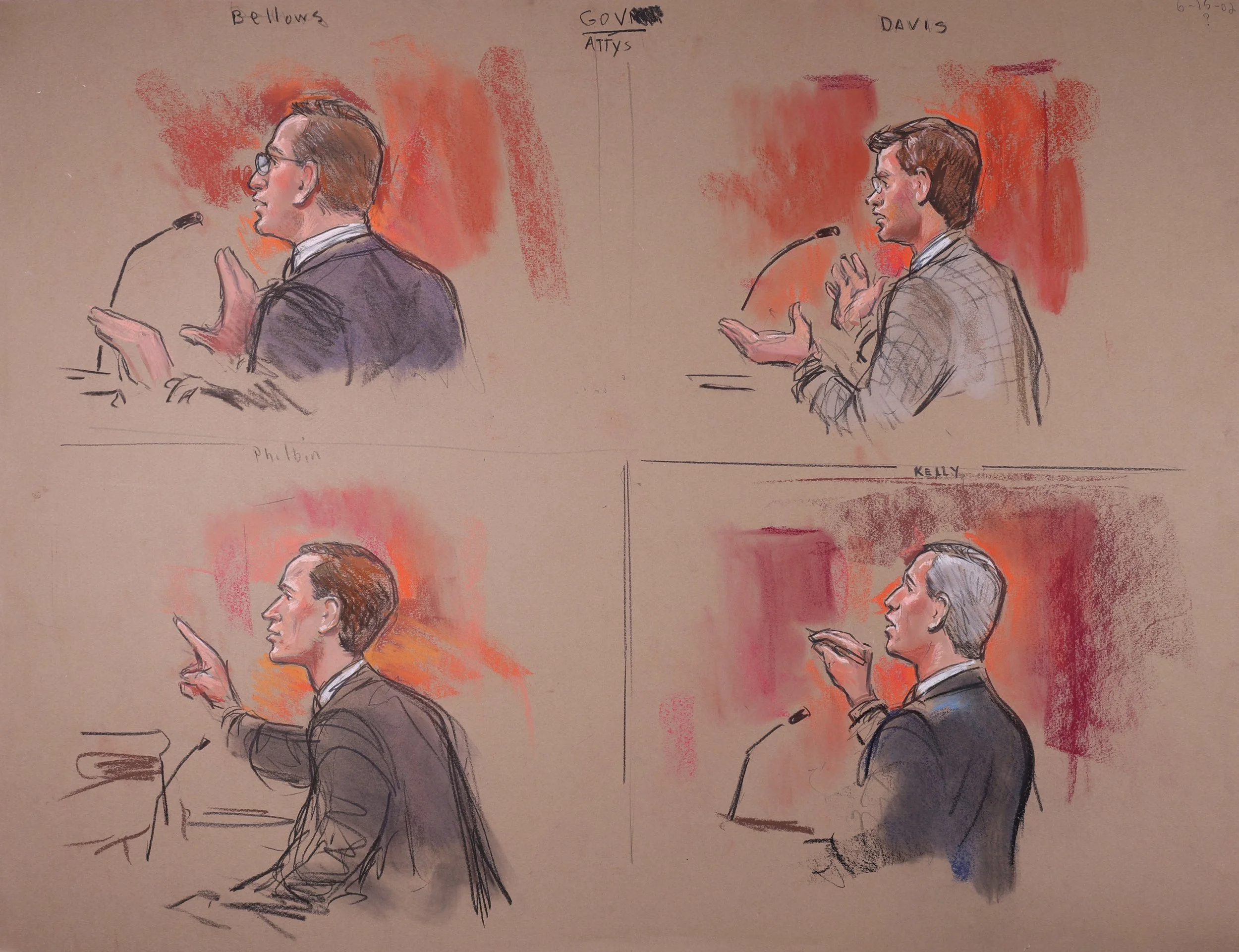 United States v. John Walker Lindh (2002). United States District Court for the Eastern District of Virginia. Pastel on paper, 20x26. 