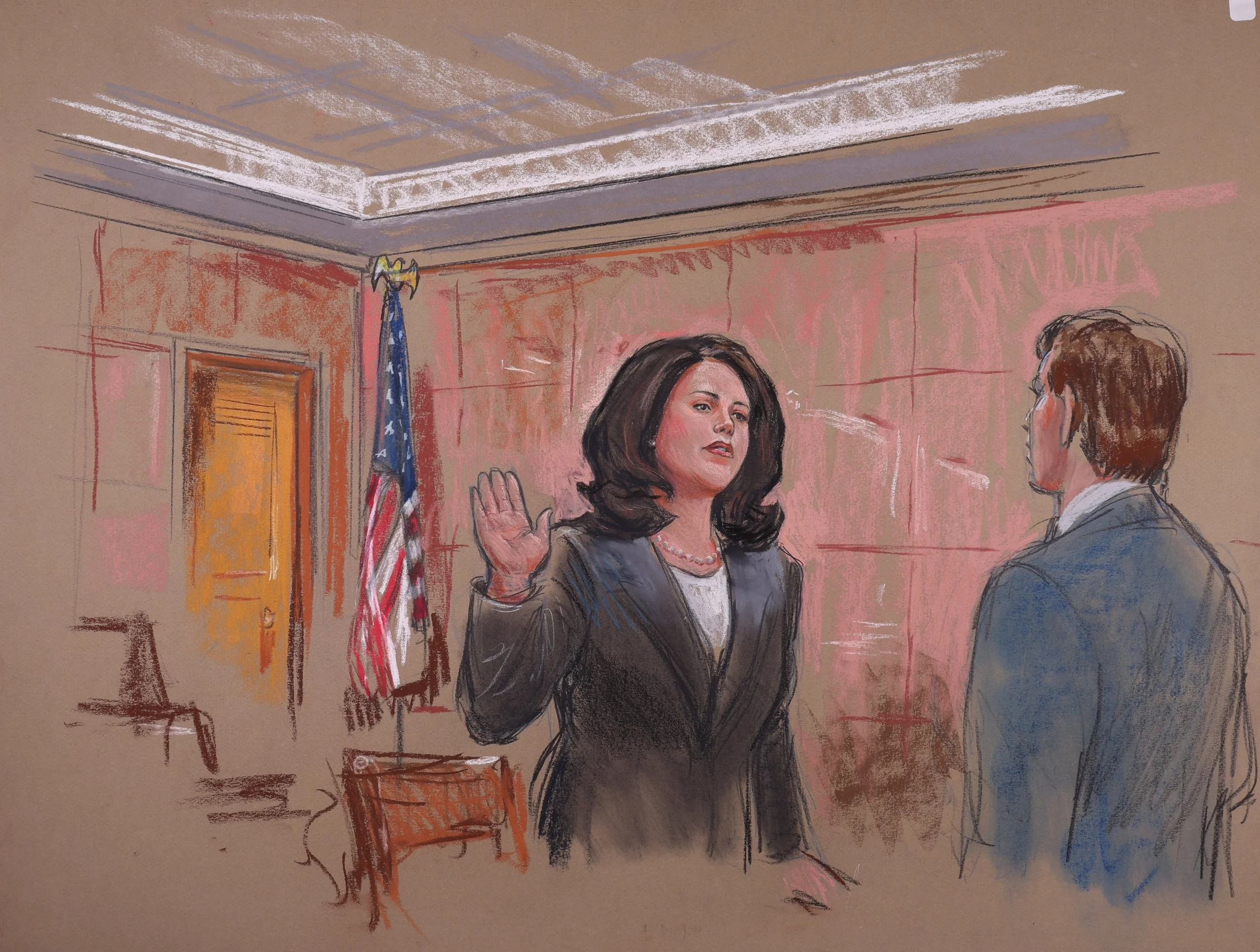 Clinton Starr Grand Jury Impeachment Hearing (1999). U.S Senate. Pastel on Paper, 20x26.