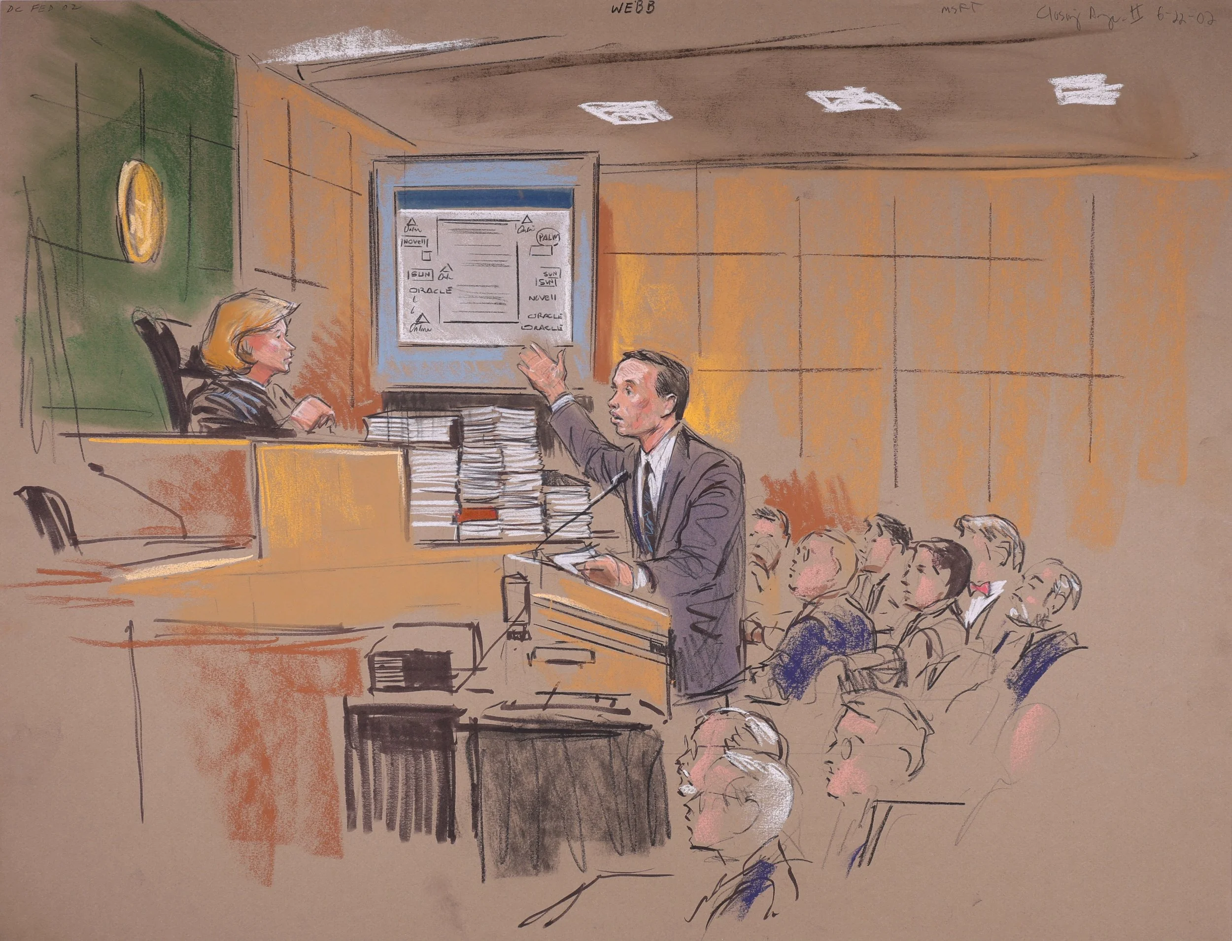 United States v. Microsoft (2000). United States District Court for the District of Columbia. Pastel on paper, 20x26. 