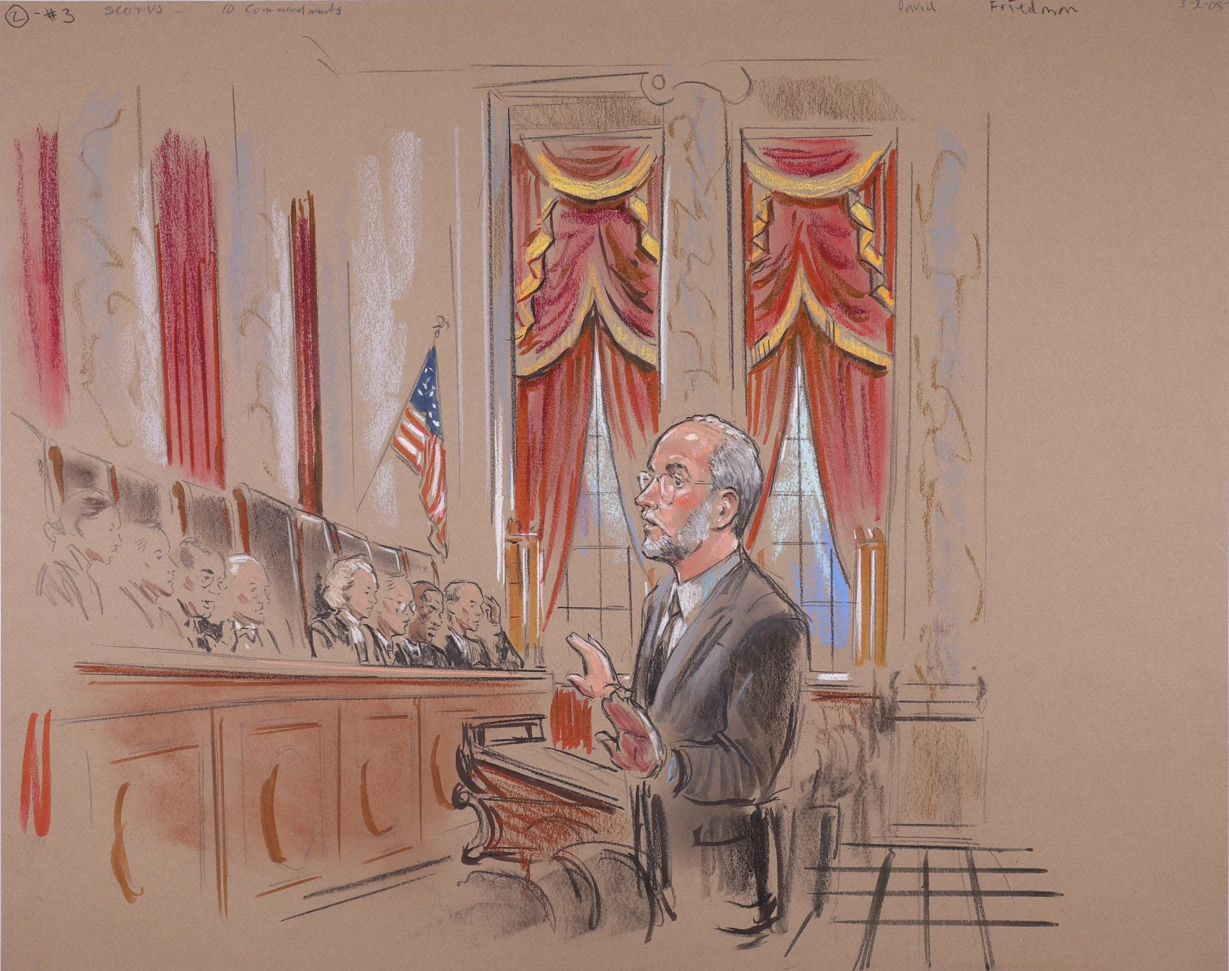 Van Orden v. Perry (2005). Supreme Court of the United States. Pastel on paper, 20x26. 