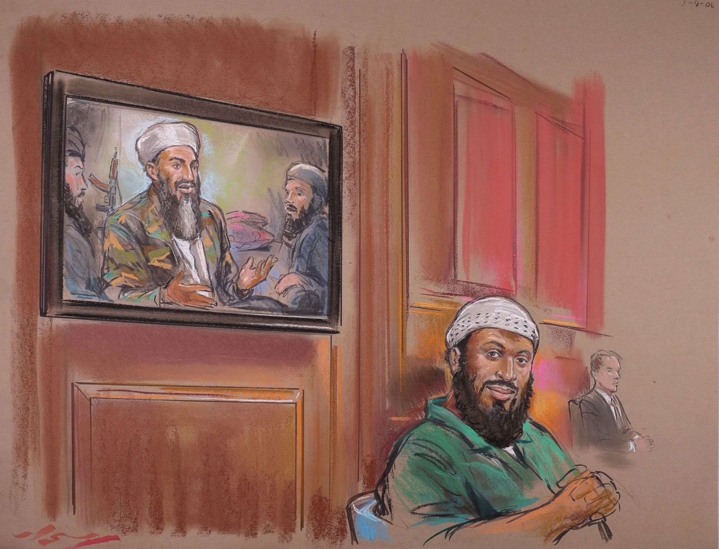 United States v. Zacarius Moussaoui (2006). United States District Court for the Eastern District of Virginia. Pastel on paper, 20x26. 