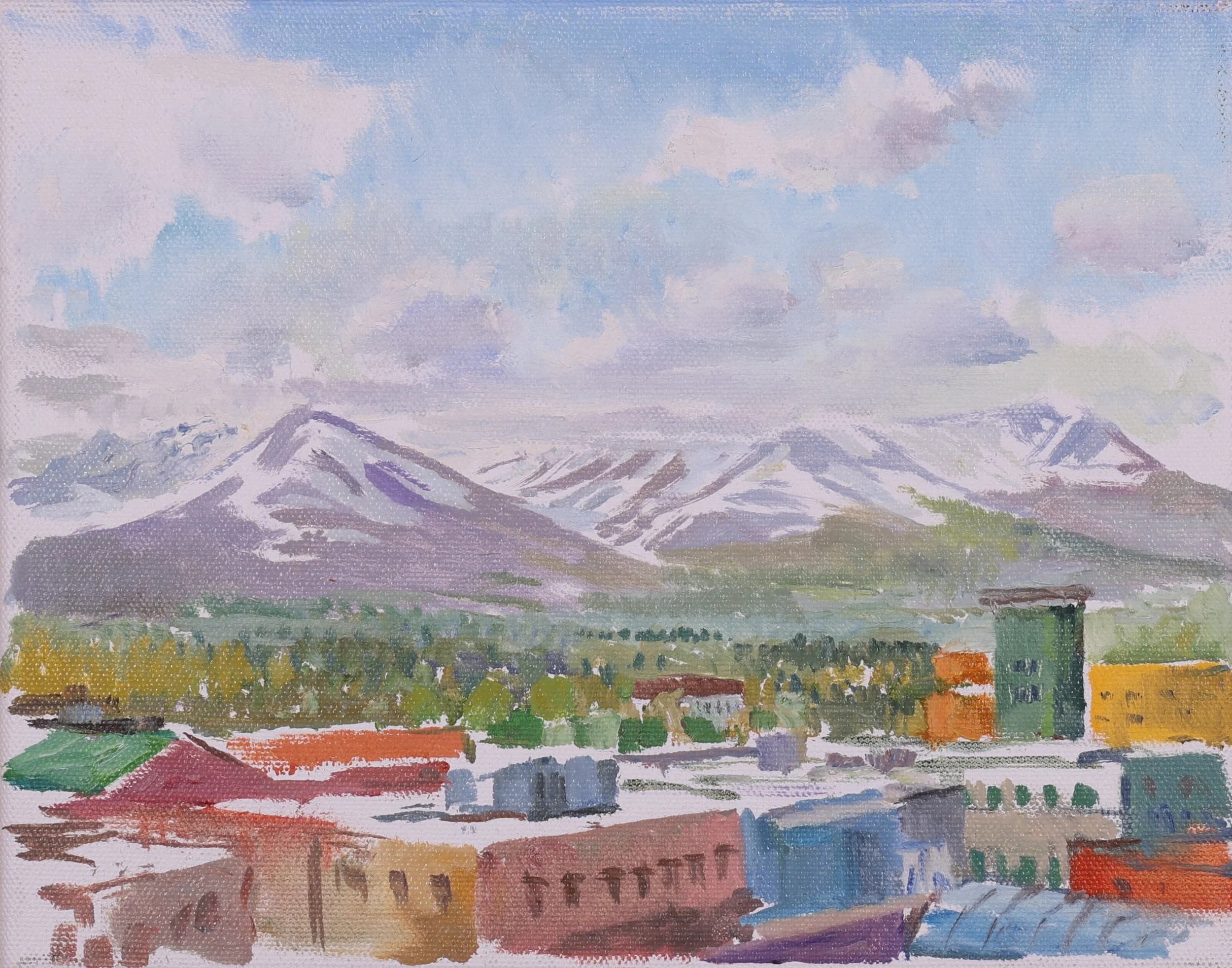 View of Anchorage (2007). Oil on canvas, 8x10.