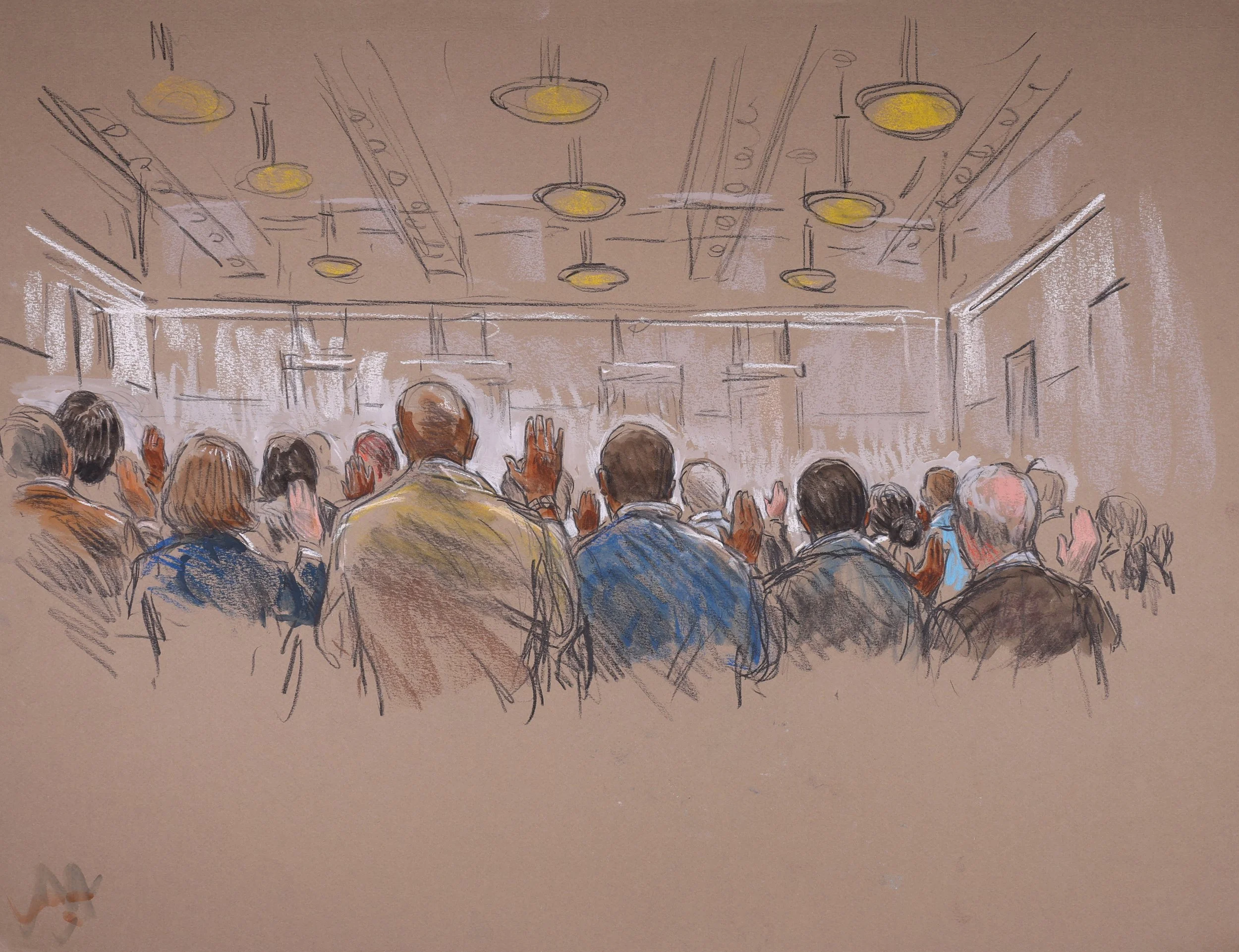 State of Maryland v. Rice, Nero, Miller; White & Goodson (2006). Circuit Court for Baltimore City, Maryland. Pastel on paper, 20x26. 