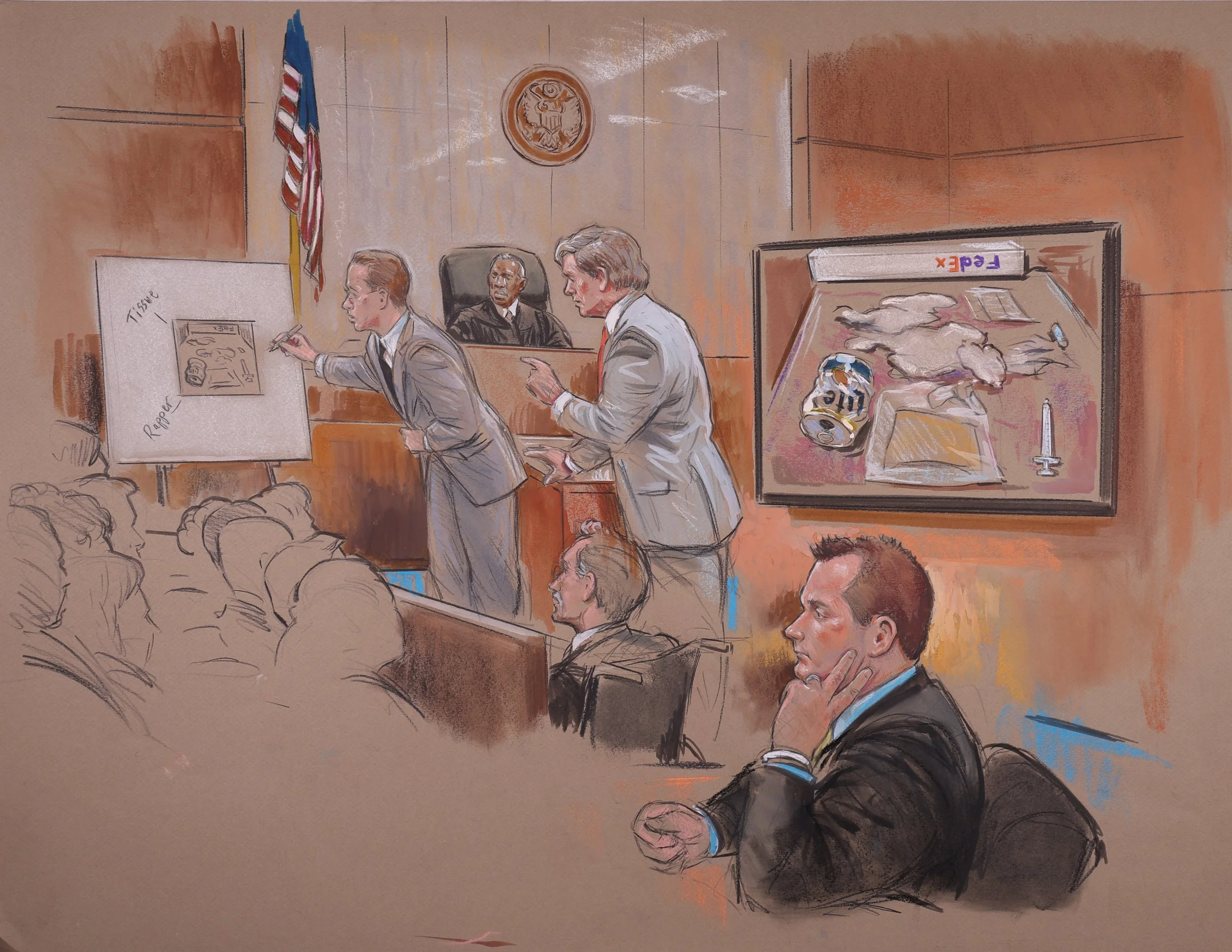 United States v. Roger Clemens (2011). United States District Court for the District of Columbia. Pastel on paper, 20x26. 