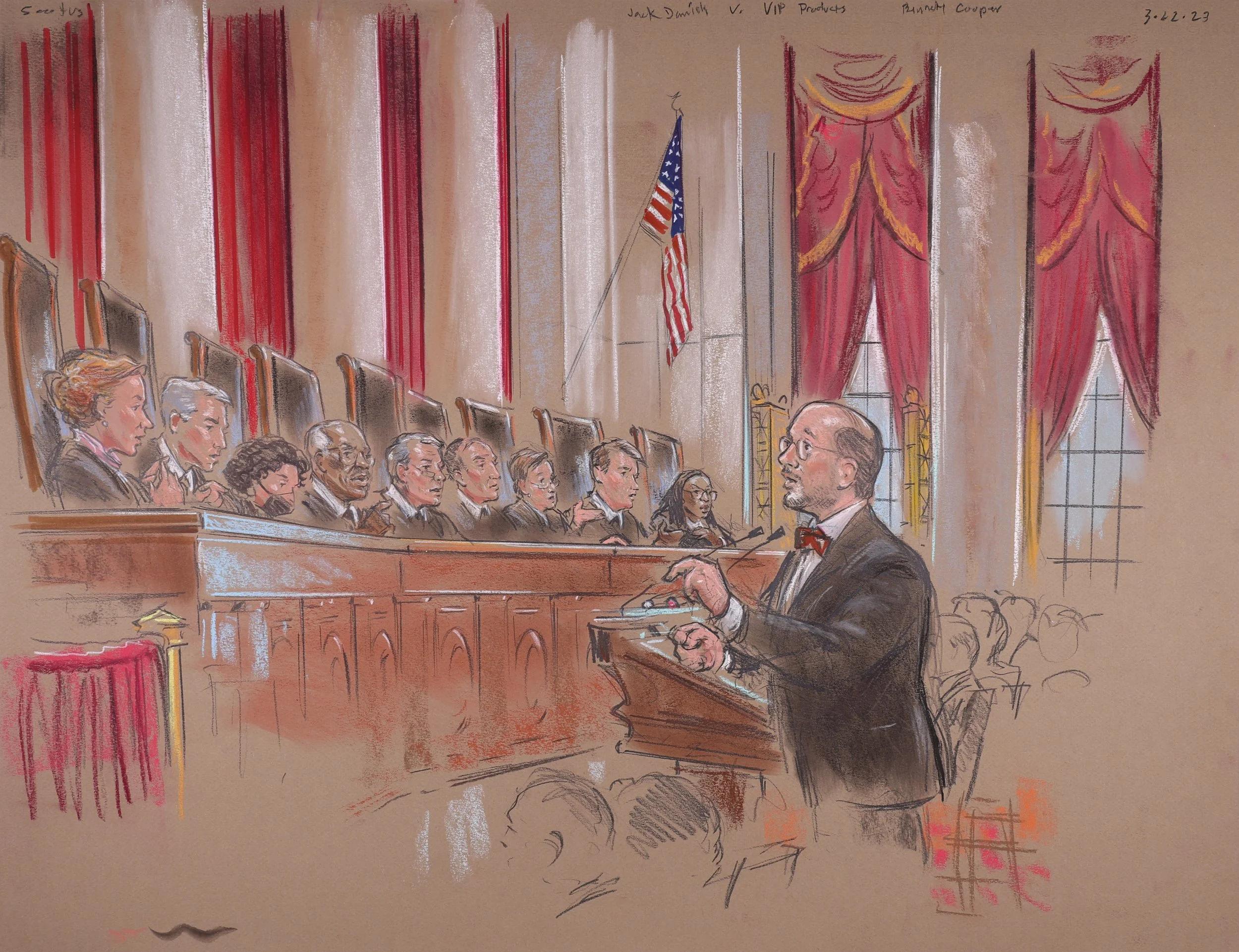 Jack Daniels v. VIP Products, LLC. (2023). Supreme Court of the United States. Pastel on paper, 20x26. 