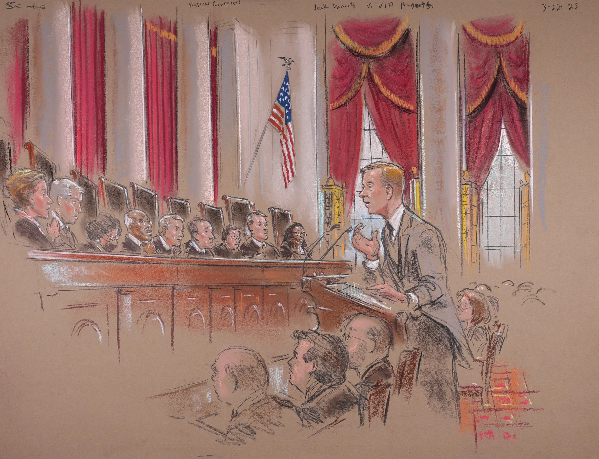 Jack Daniels v. VIP Products, LLC. (2023). Supreme Court of the United States. Pastel on paper, 20x26. 
