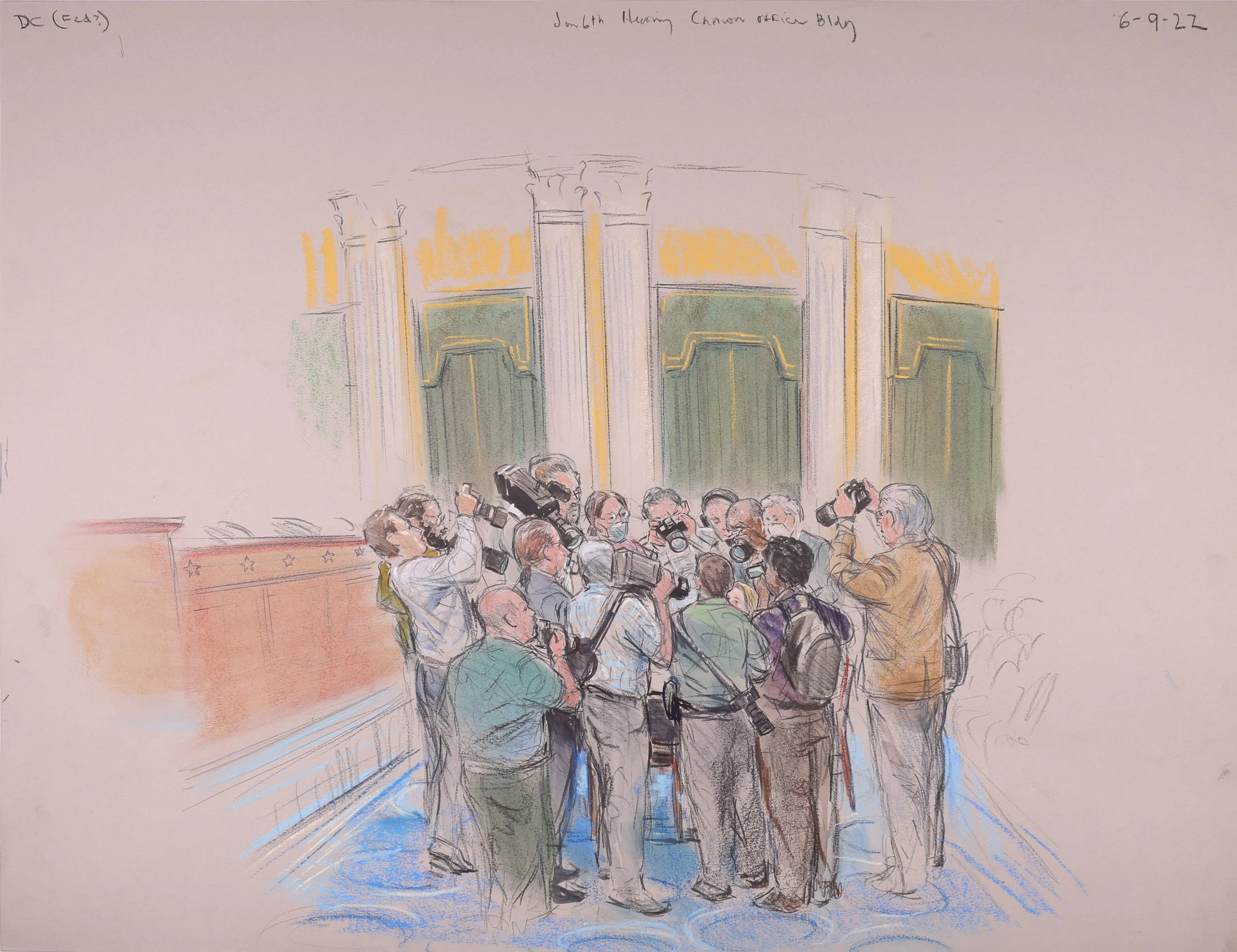 House Committee to Investigate January 6th Attack (2022). United States District Court for the District of Columbia. Pastel on Paper, 20x26.
